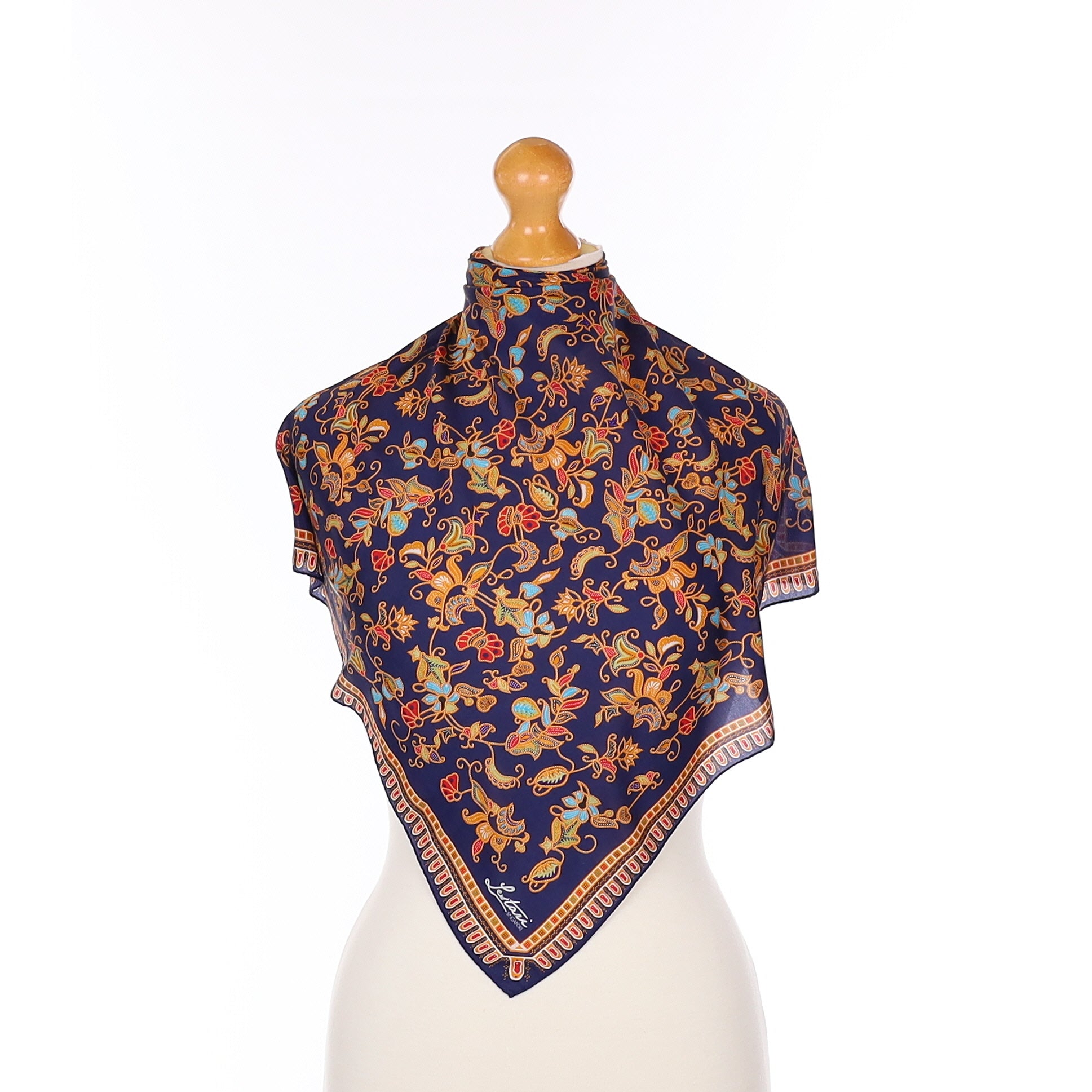 Navy Paisley Silk Scarf