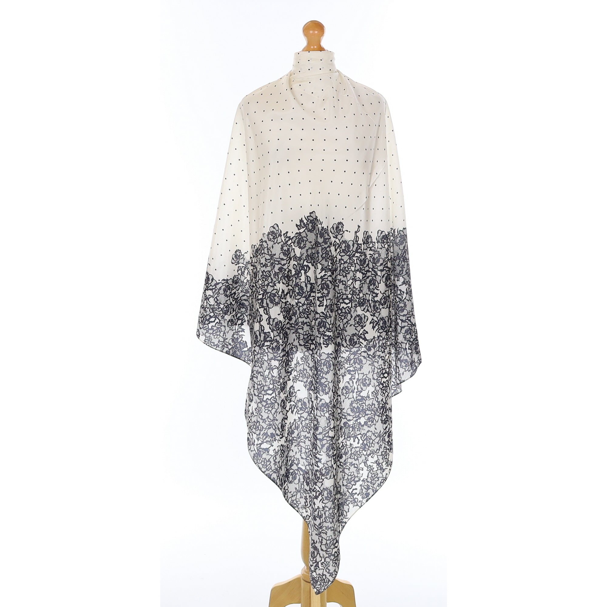 Monochrome Lace Effect Silk Scarf