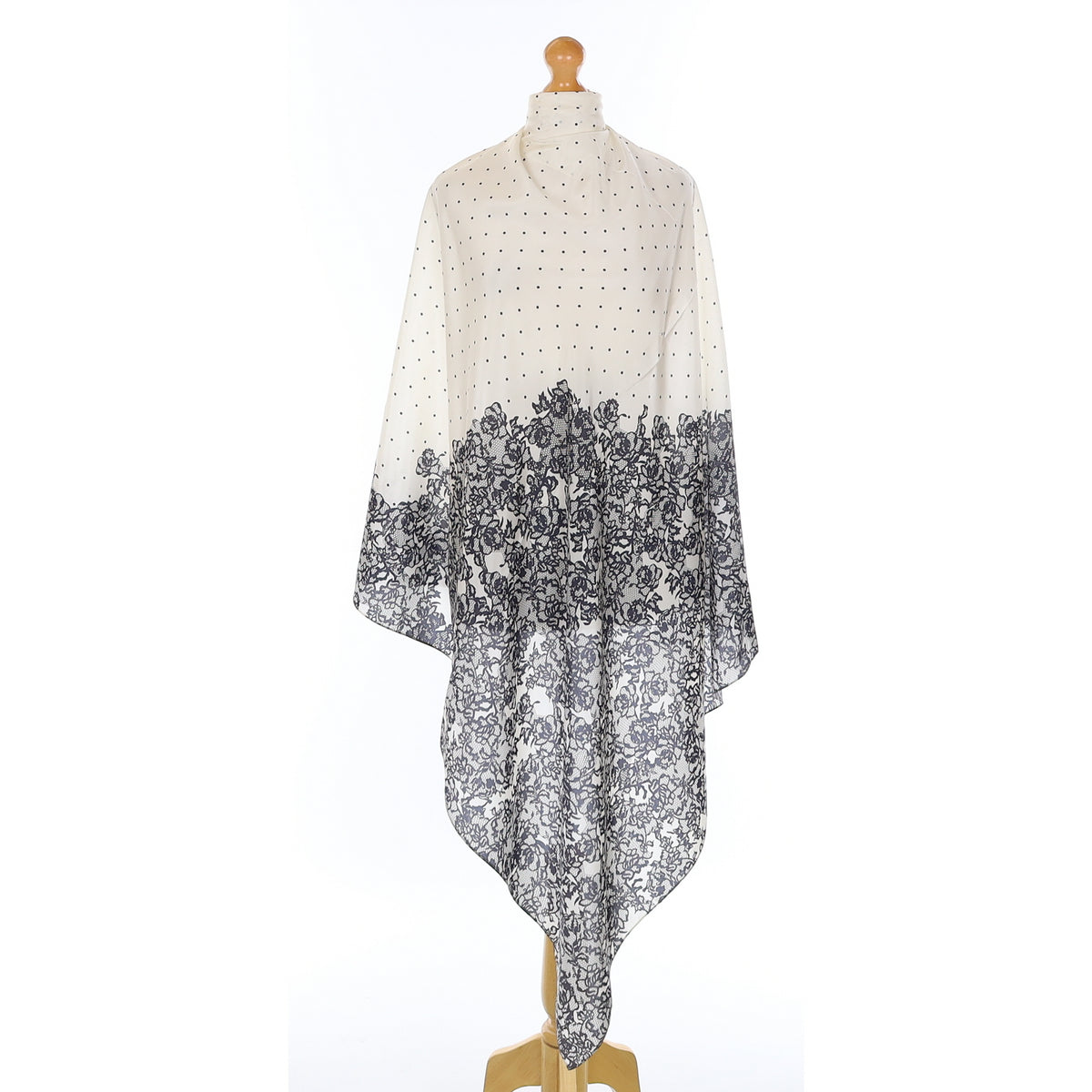 Monochrome Lace Effect Silk Scarf