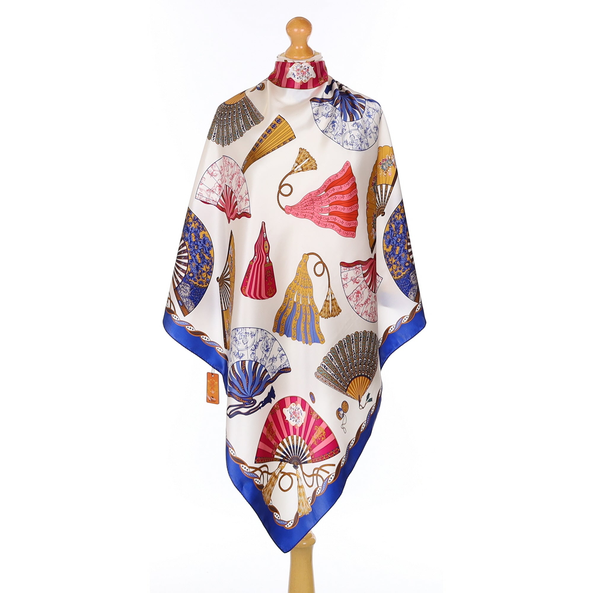 Brand New Wensli Fan Design Silk Scarf