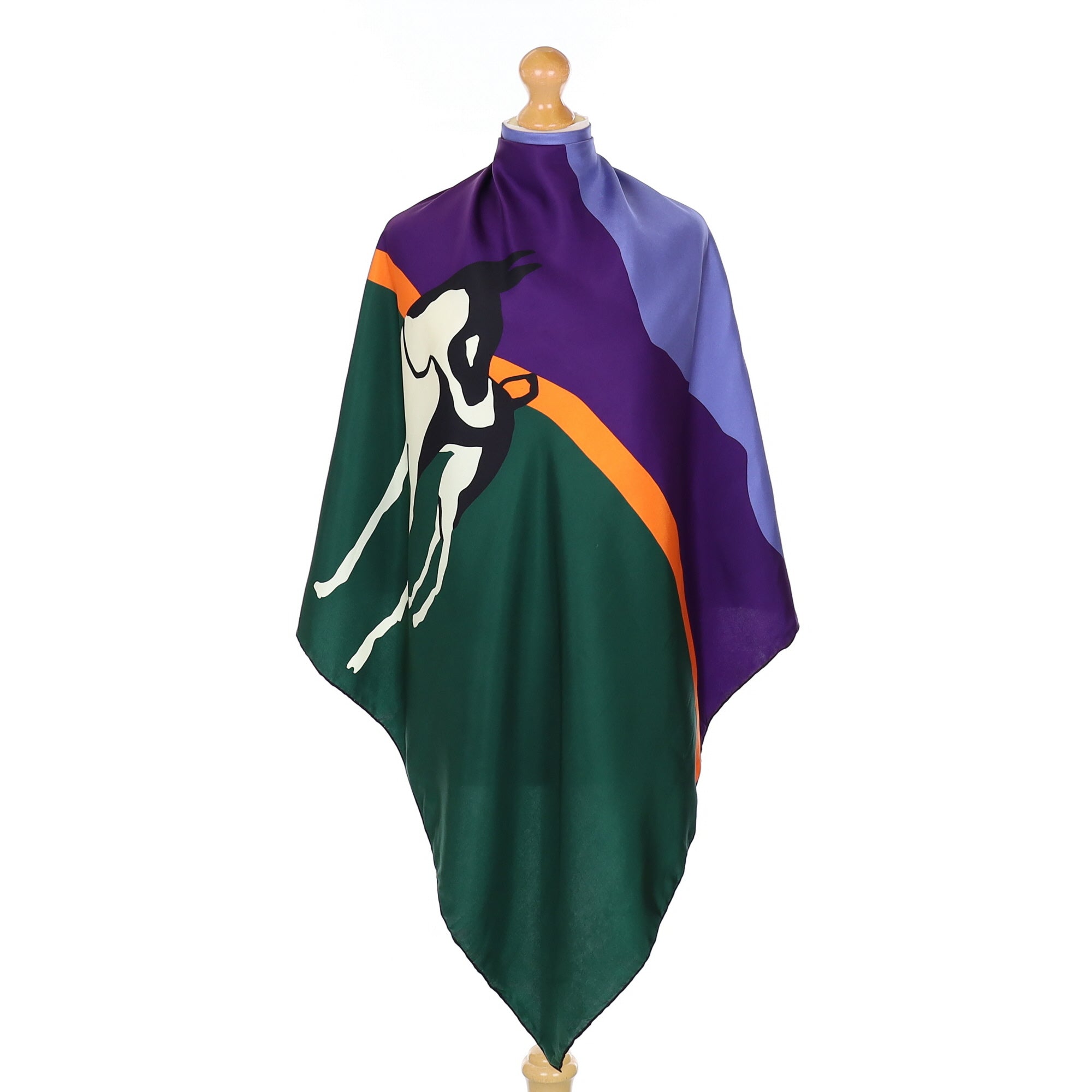 Loewe Purple and Green Dog Silk Scarf