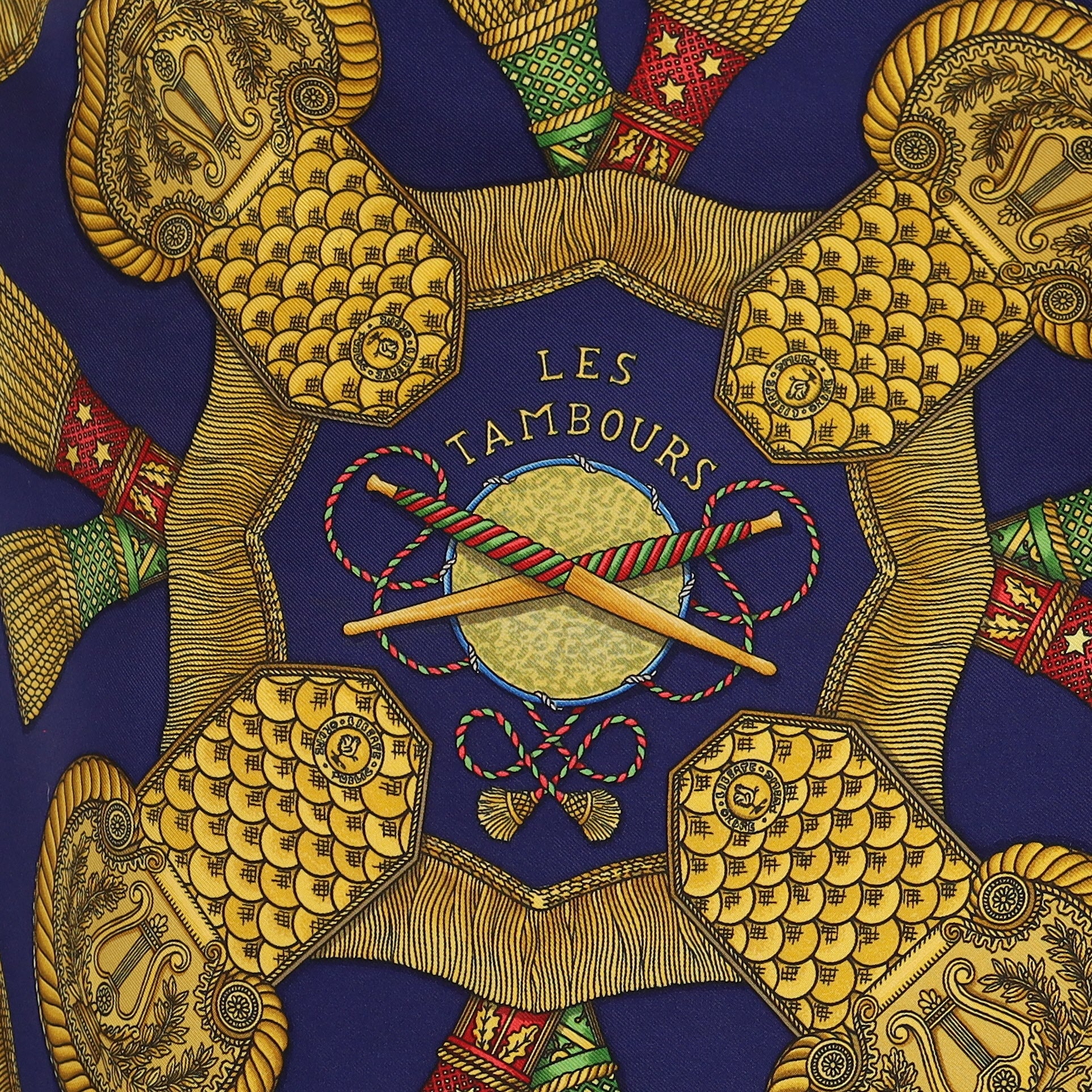Hermès Les Tambours Silk Scarf