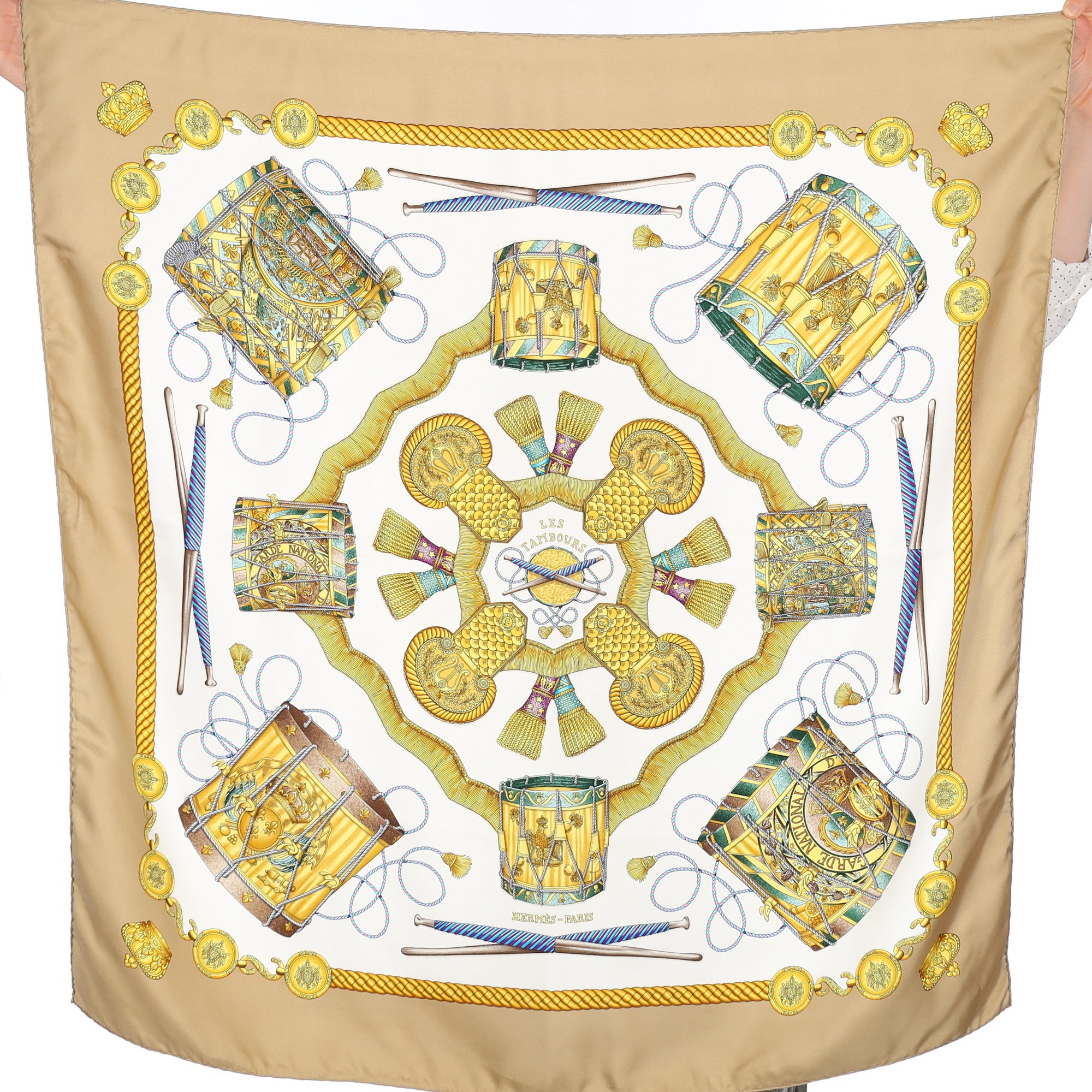 Hermès Les Tambours Silk Scarf