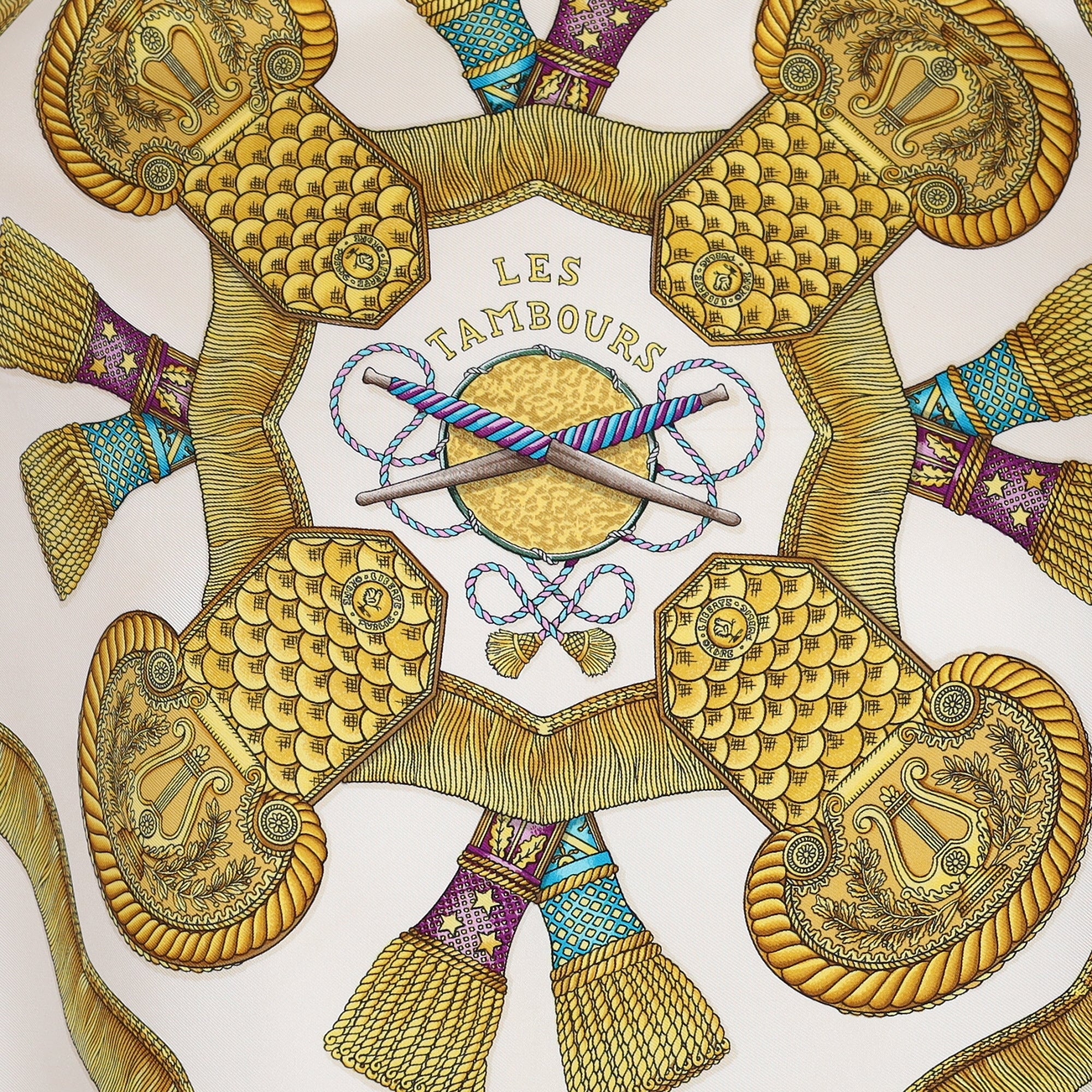 Hermès Les Tambours Silk Scarf