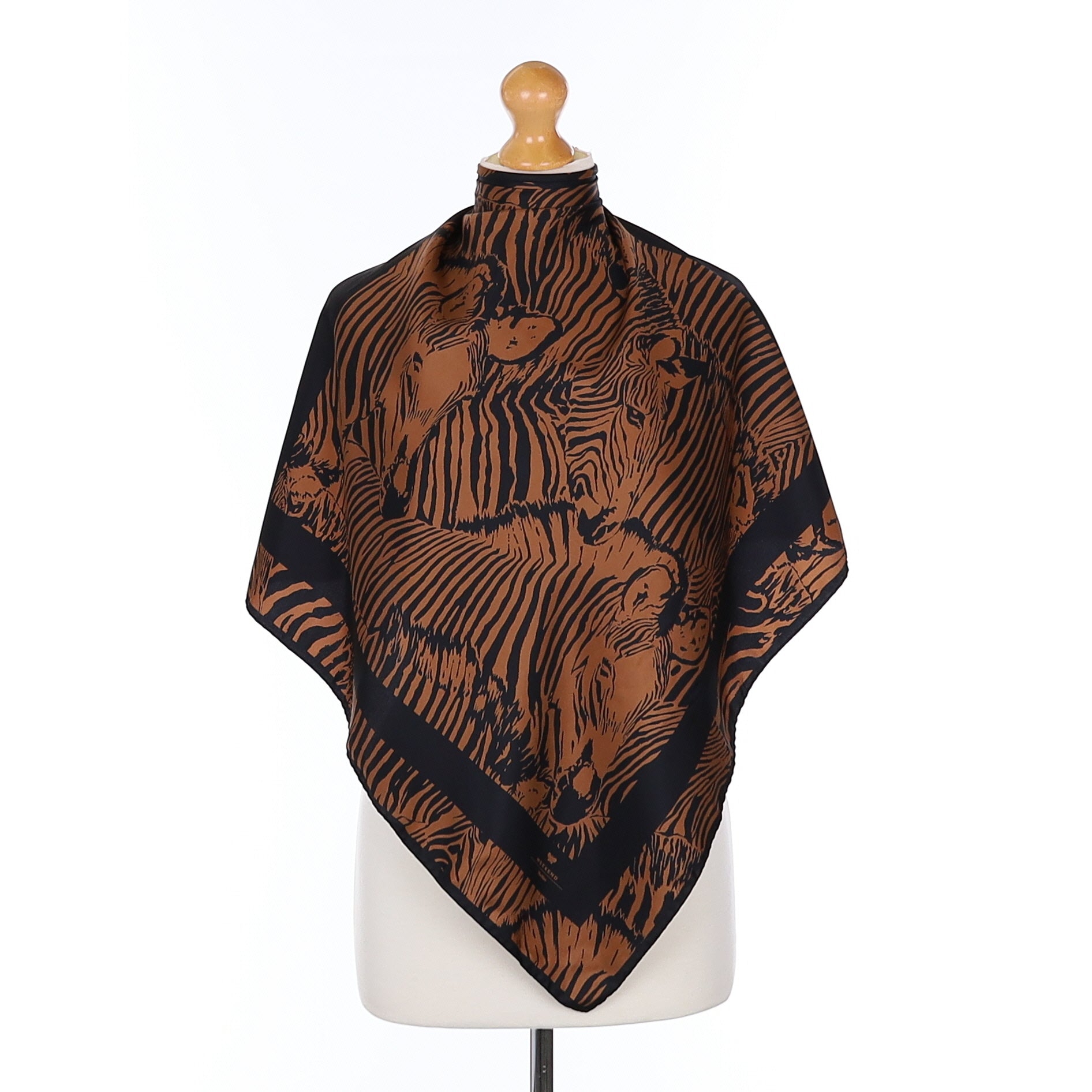 MaxMara Black and Brown Silk Scarf