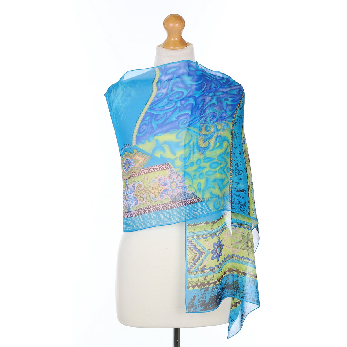 Colourful Patterned Silk Scarf