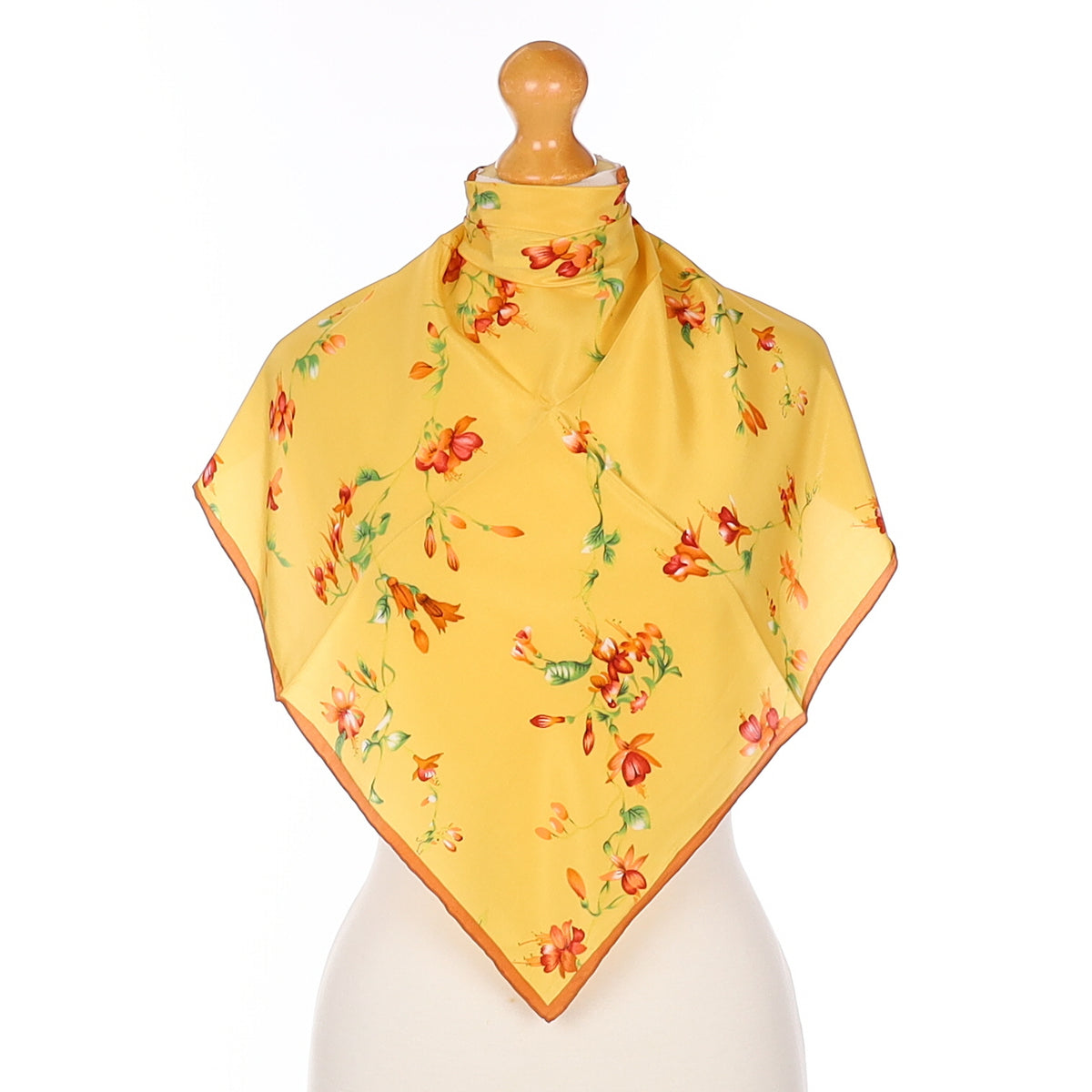 Brand New Jammers Leufgen Yellow Floral Silk Scarf