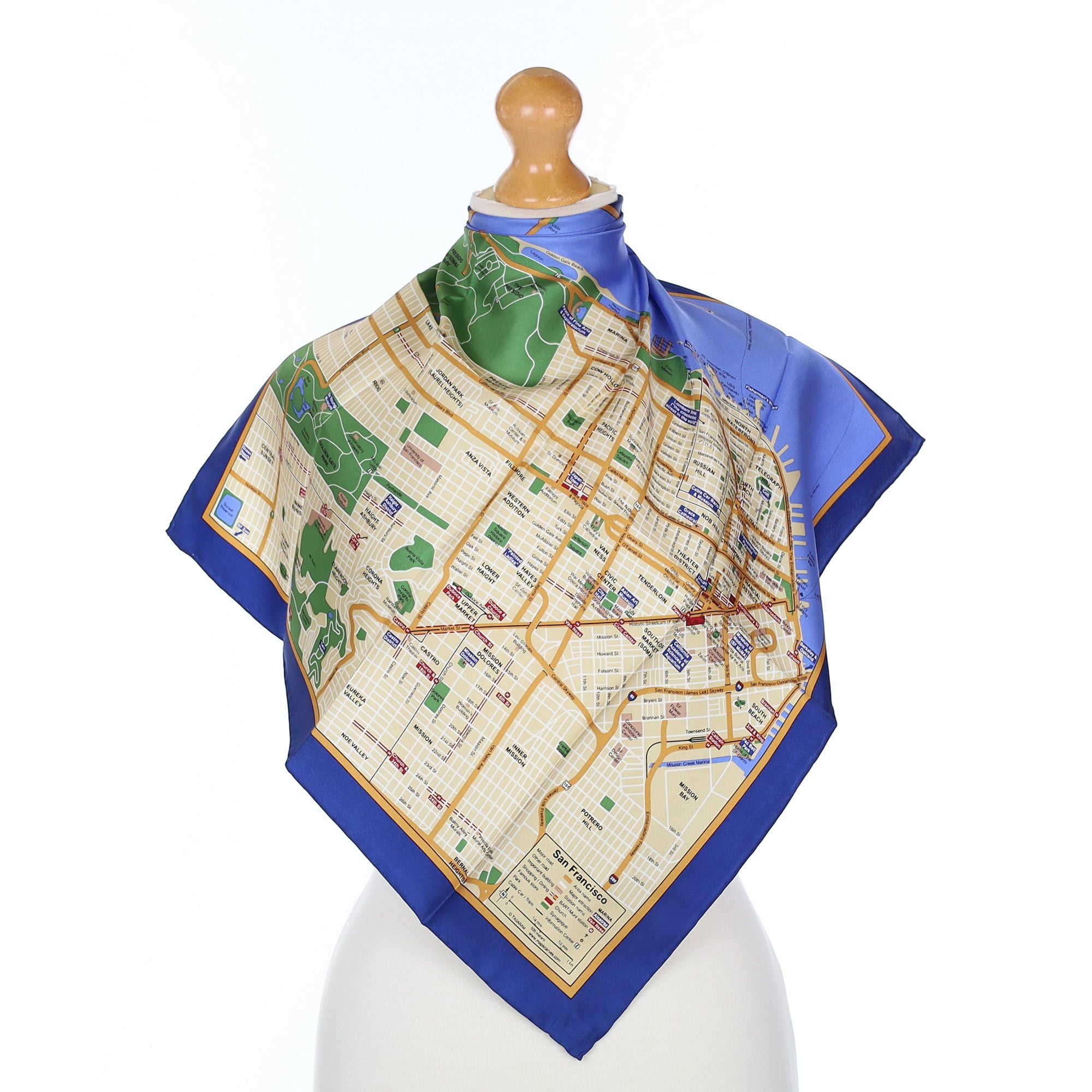 Brand New San Francisco Map Silk Scarf