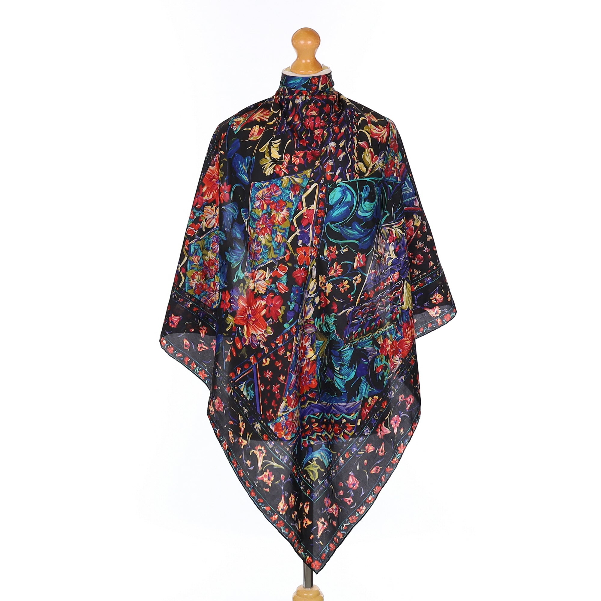 Colourful Floral Patterned Silk Scarf