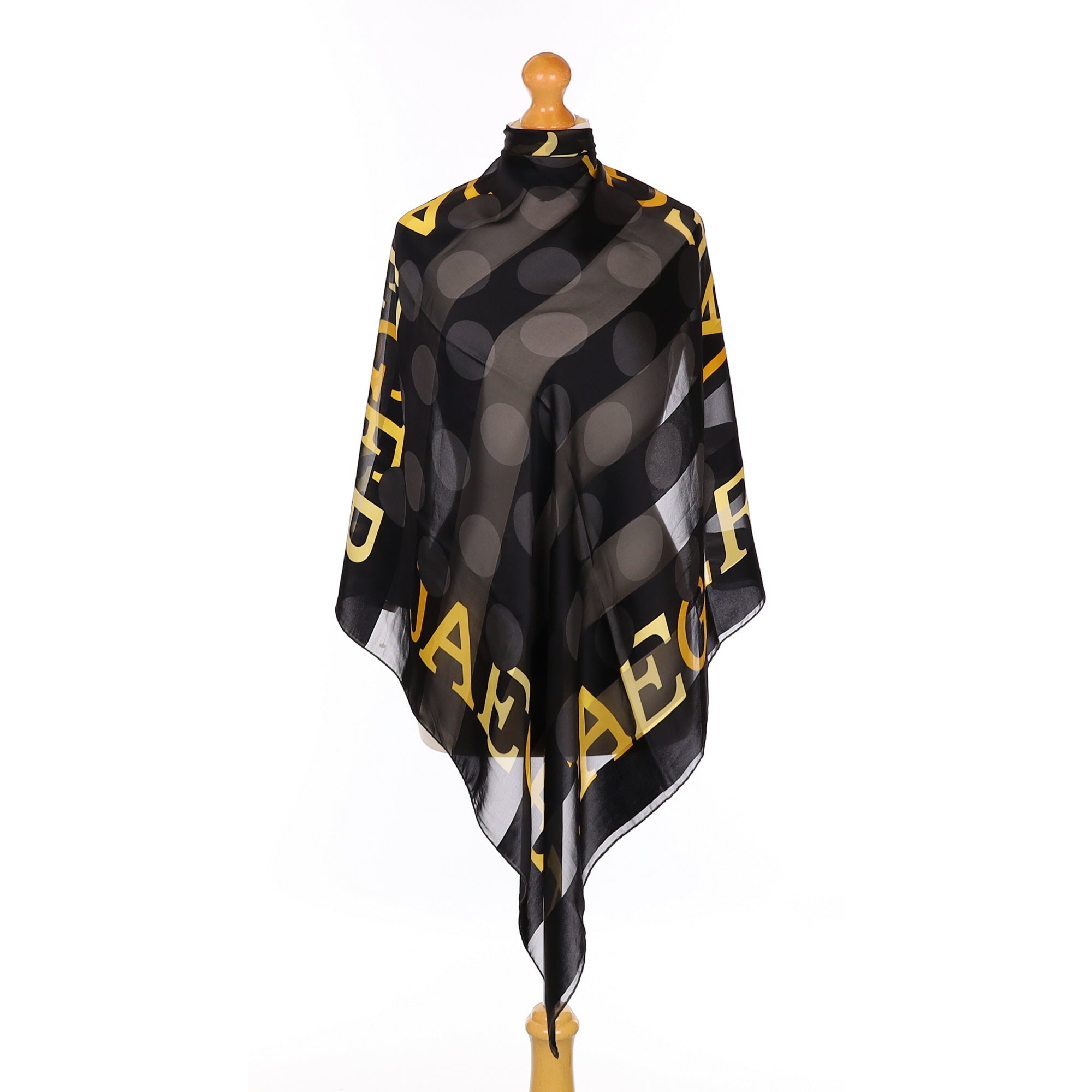 Jaeger Black Striped Silk Scarf