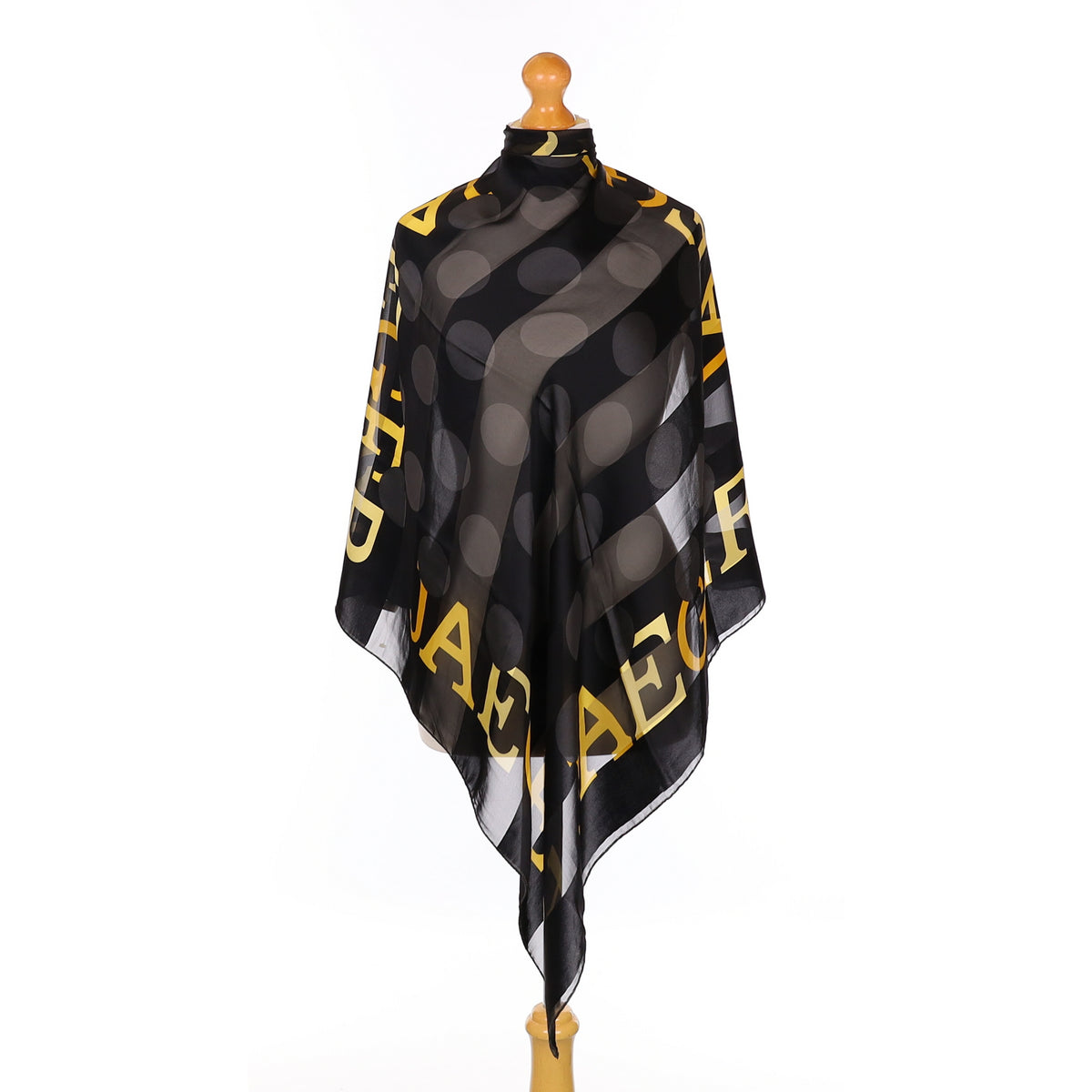Jaeger Black Striped Silk Scarf