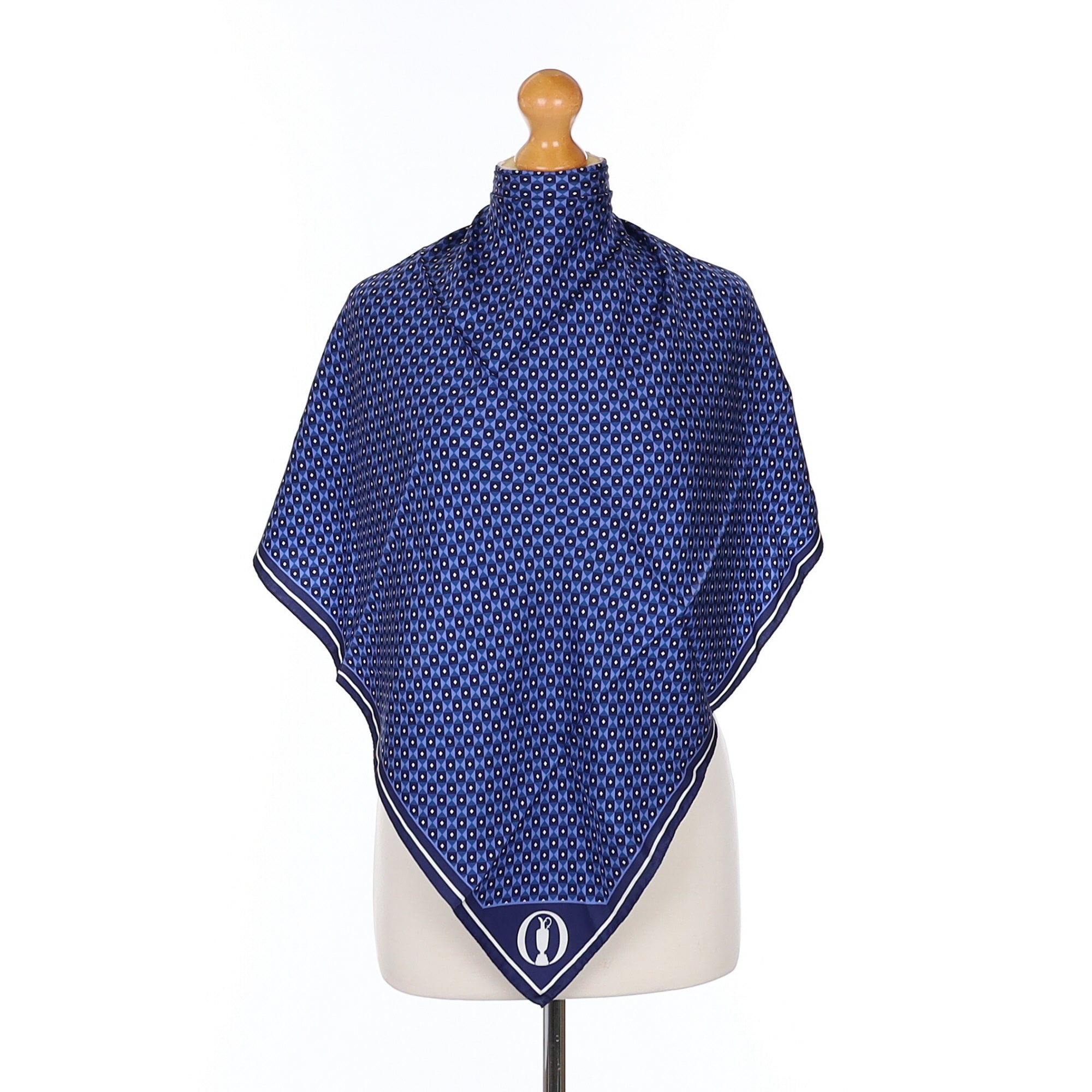 Brand New Boss Blue Patterned Silk Scarf