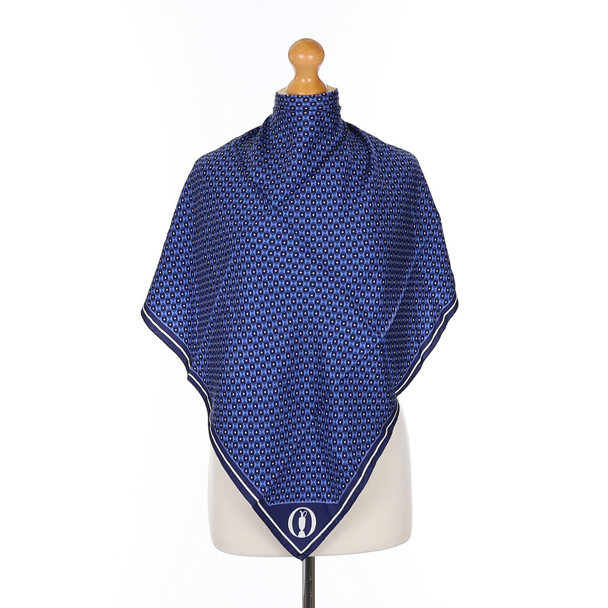 Brand New Boss Blue Patterned Silk Scarf