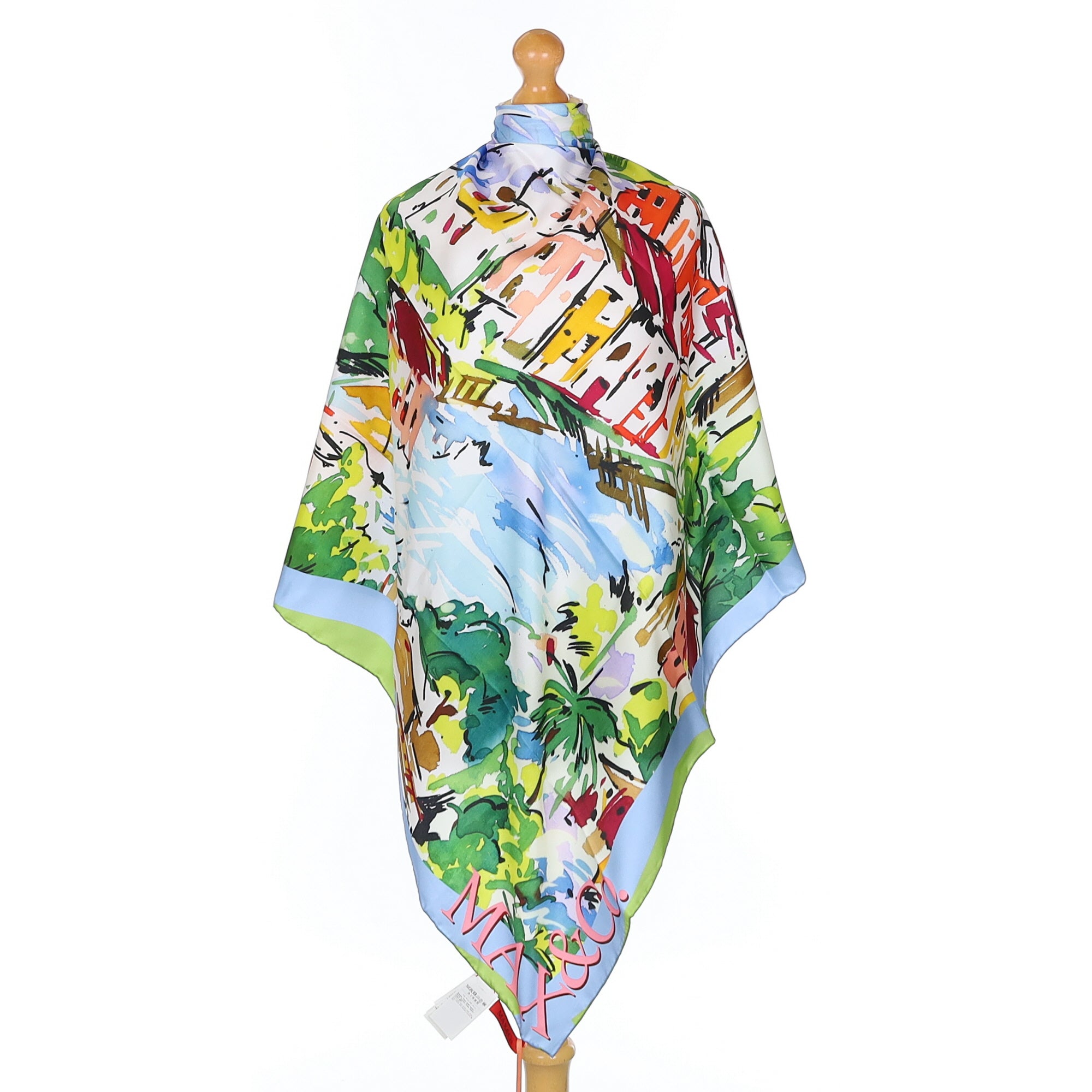 Brand New Boxed Max&Co Village Scene Silk Scarf