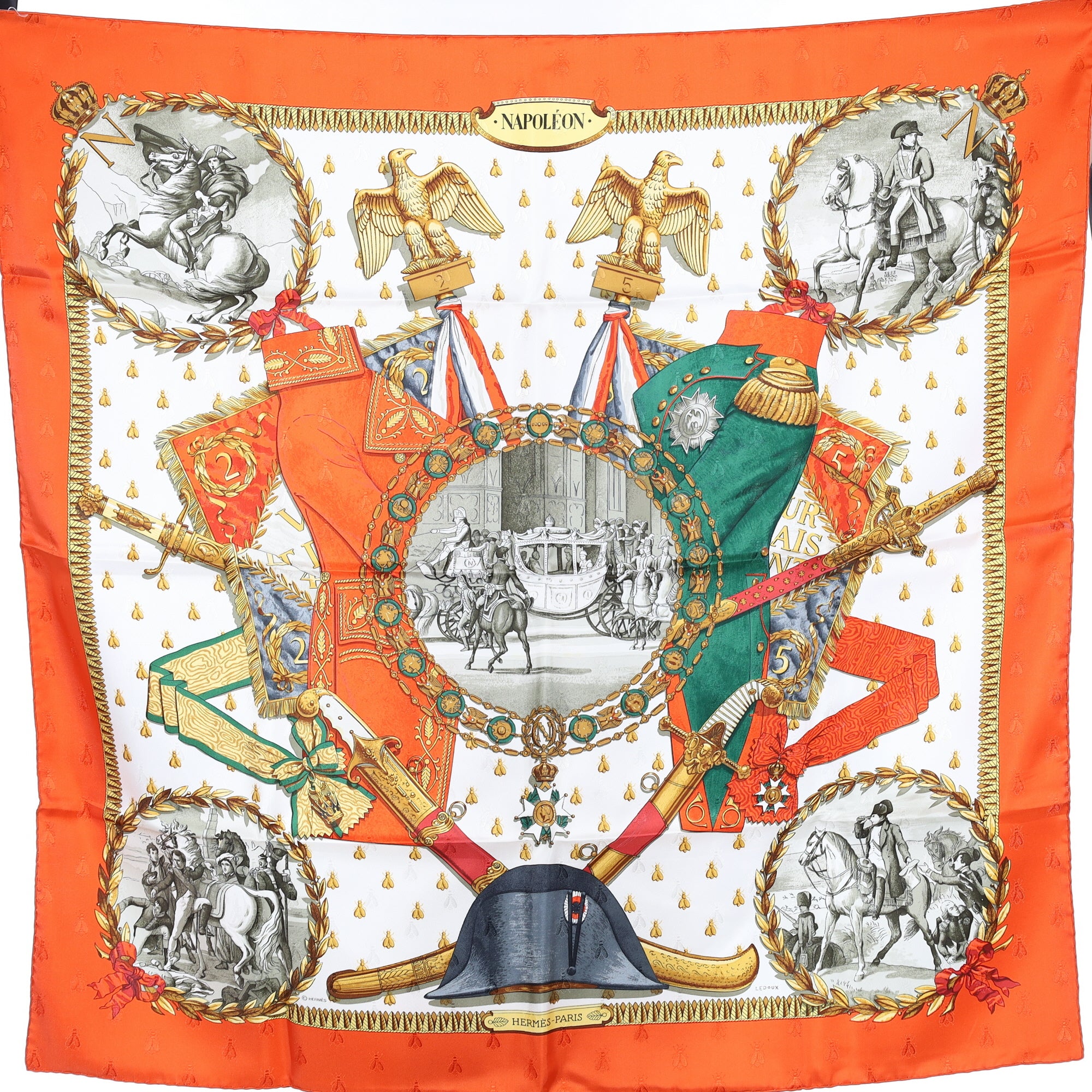 Brand New Boxed Hermès Napolèon Silk Scarf