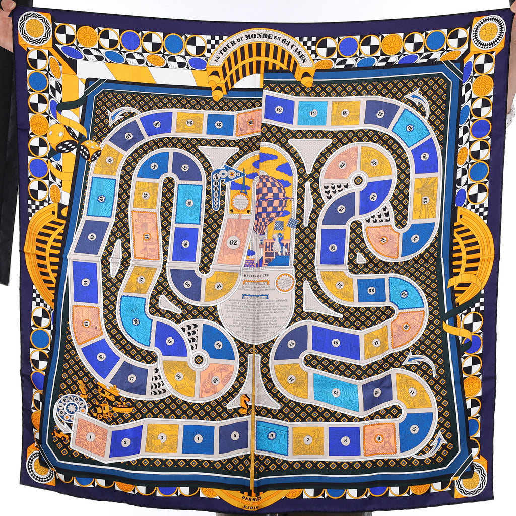Brand New Boxed Hermès Le Tour du Monde en 63 Cases Silk Scarf Rare