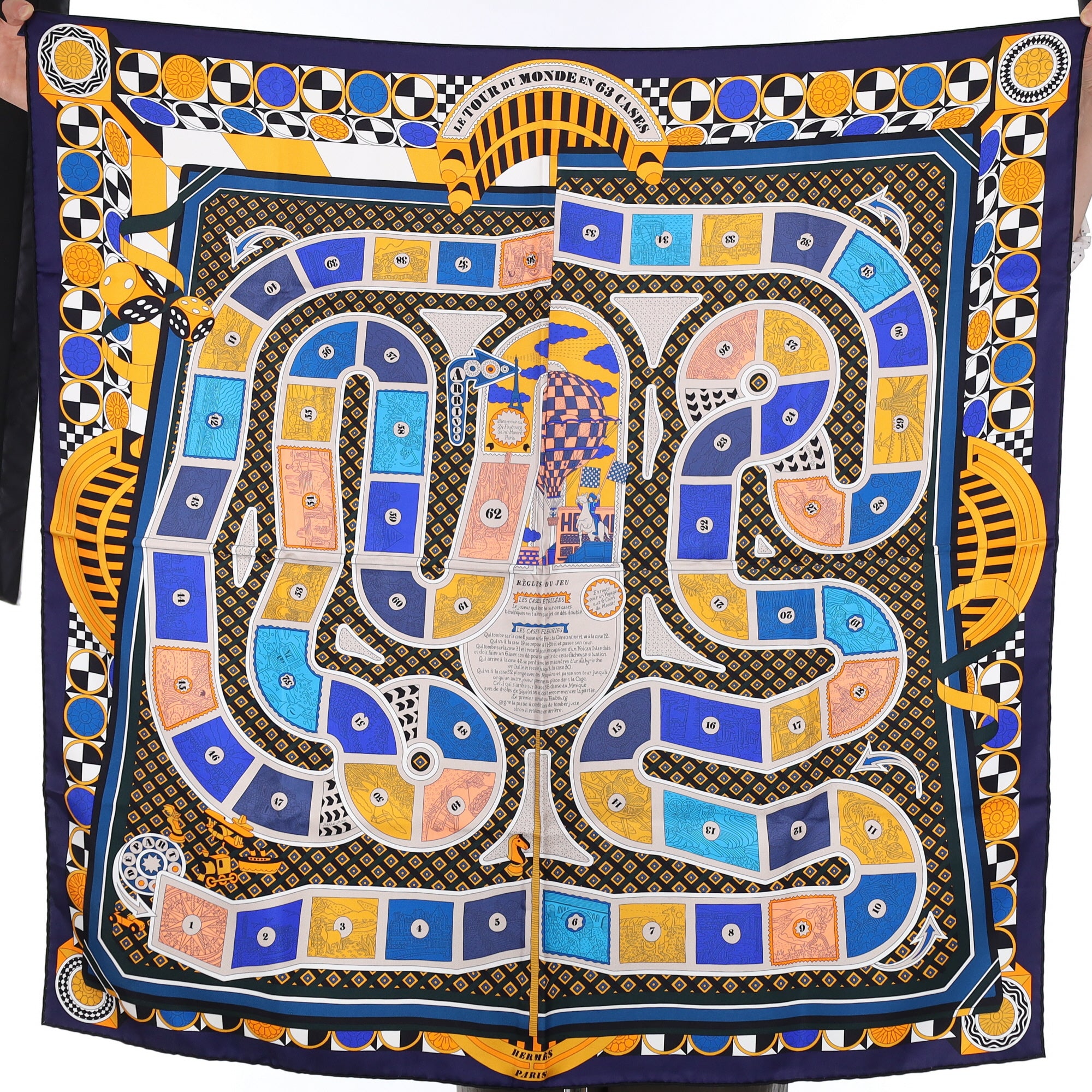 Brand New Boxed Hermès Le Tour du Monde en 63 Cases Silk Scarf Rare