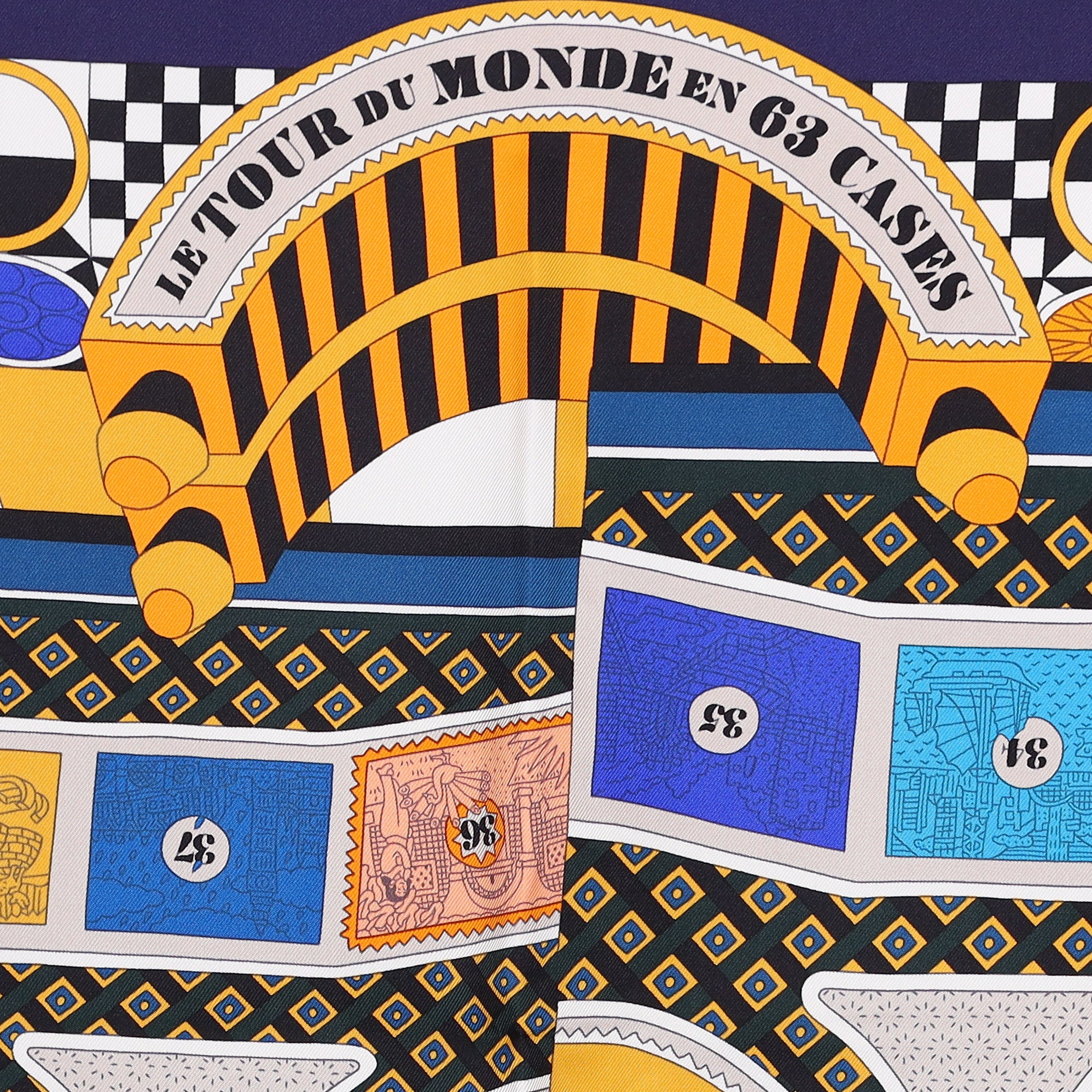 Brand New Boxed Hermès Le Tour du Monde en 63 Cases Silk Scarf Rare