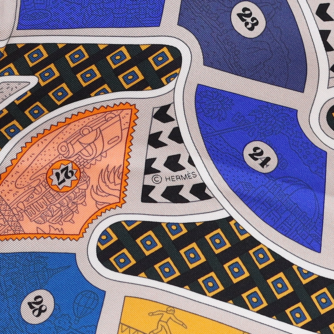 Brand New Boxed Hermès Le Tour du Monde en 63 Cases Silk Scarf Rare