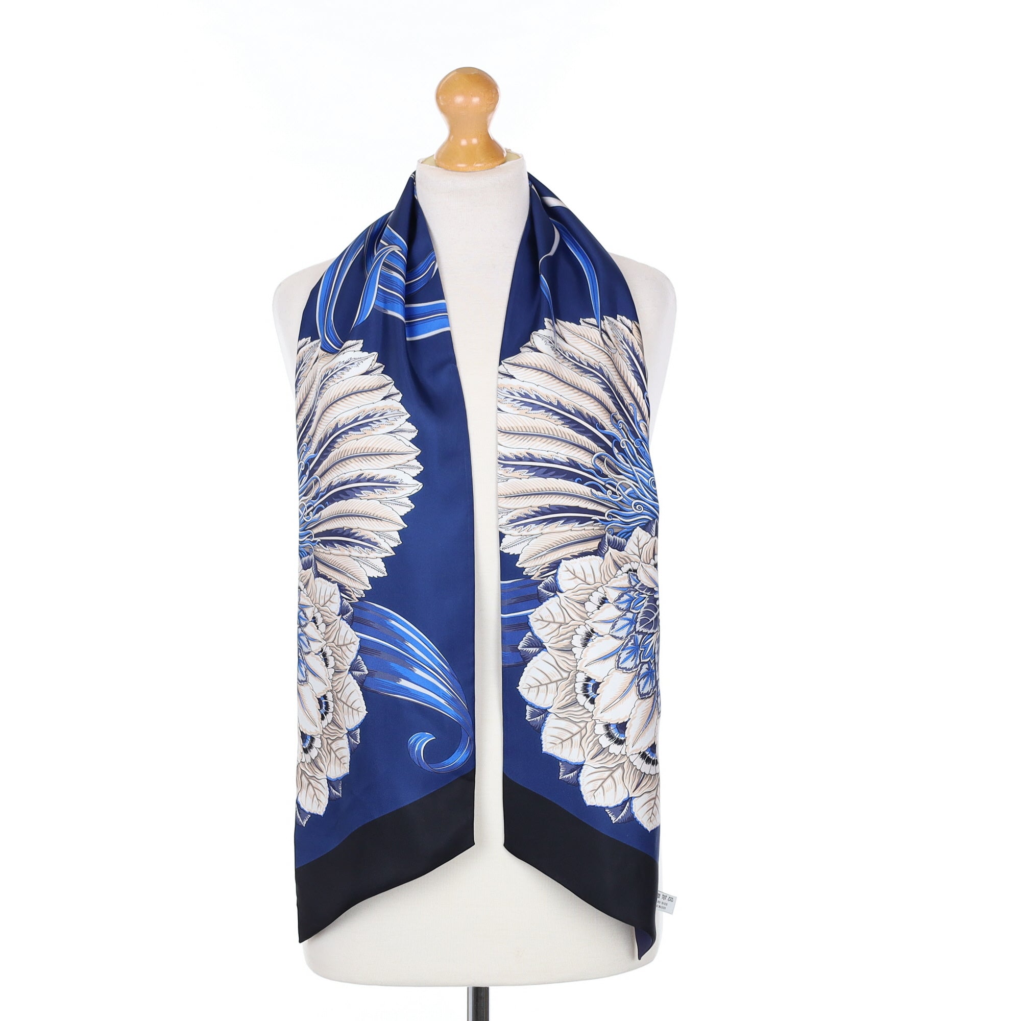 Boxed Salvatore Ferragamo Blue & Black Silk Scarf