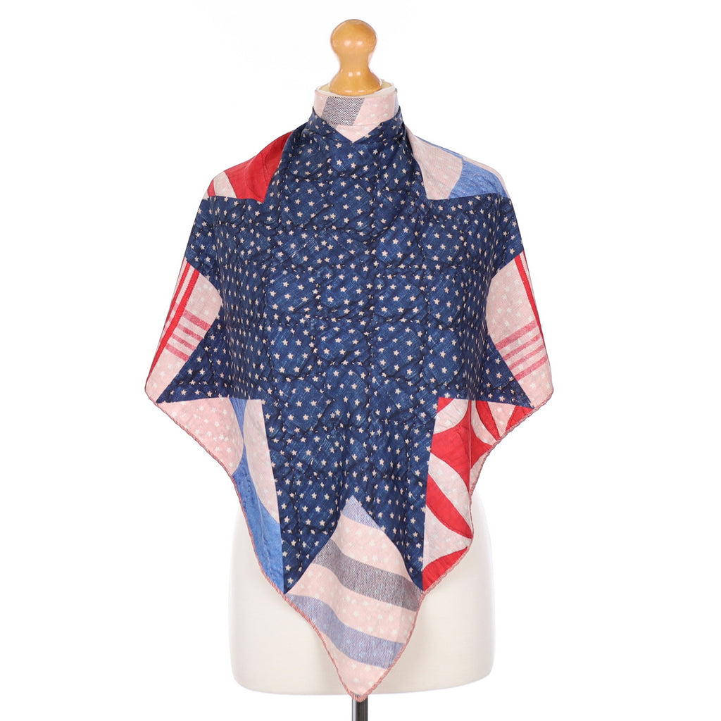 Jane Carr Red, White and Blue Silk Scarf