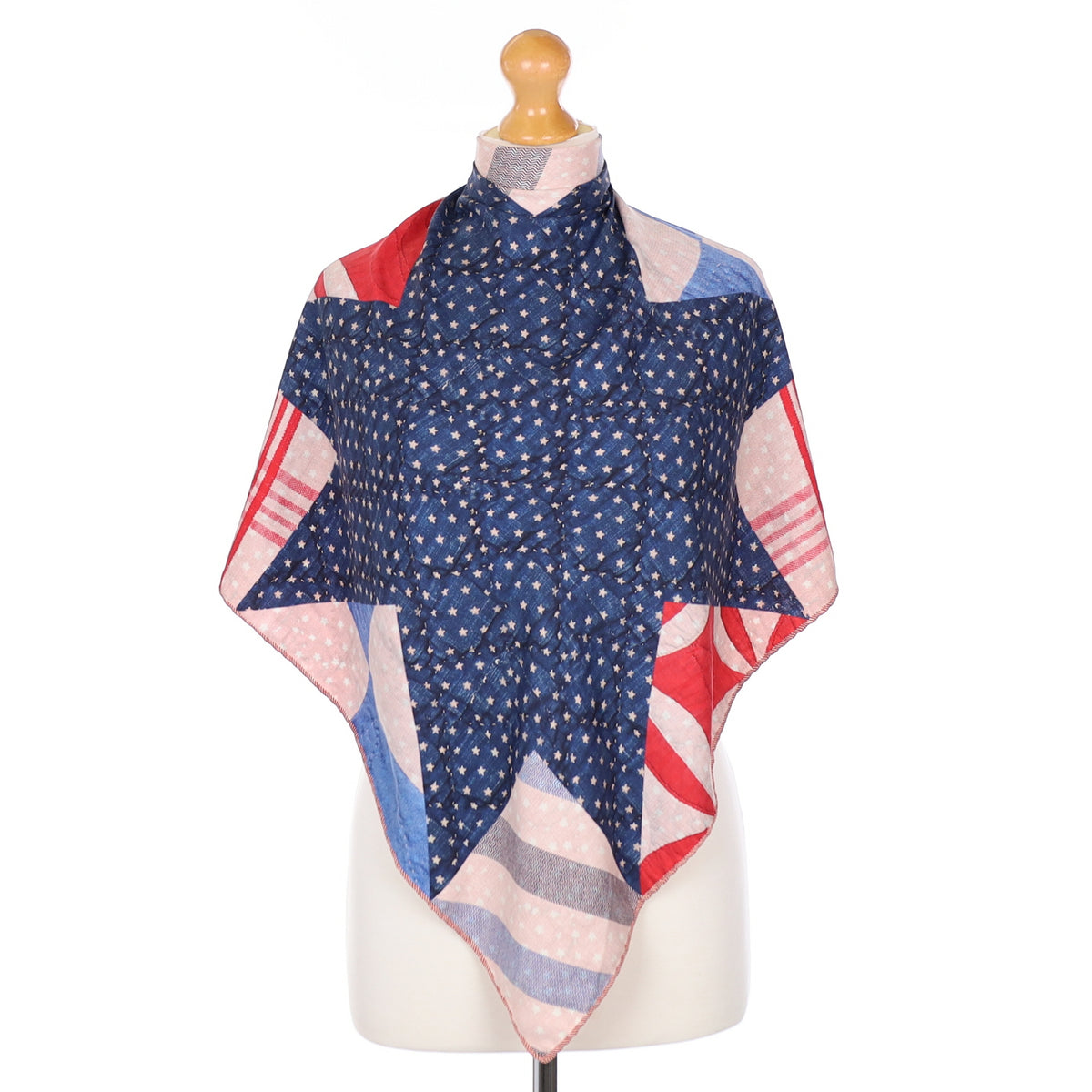 Jane Carr Red, White and Blue Silk Scarf