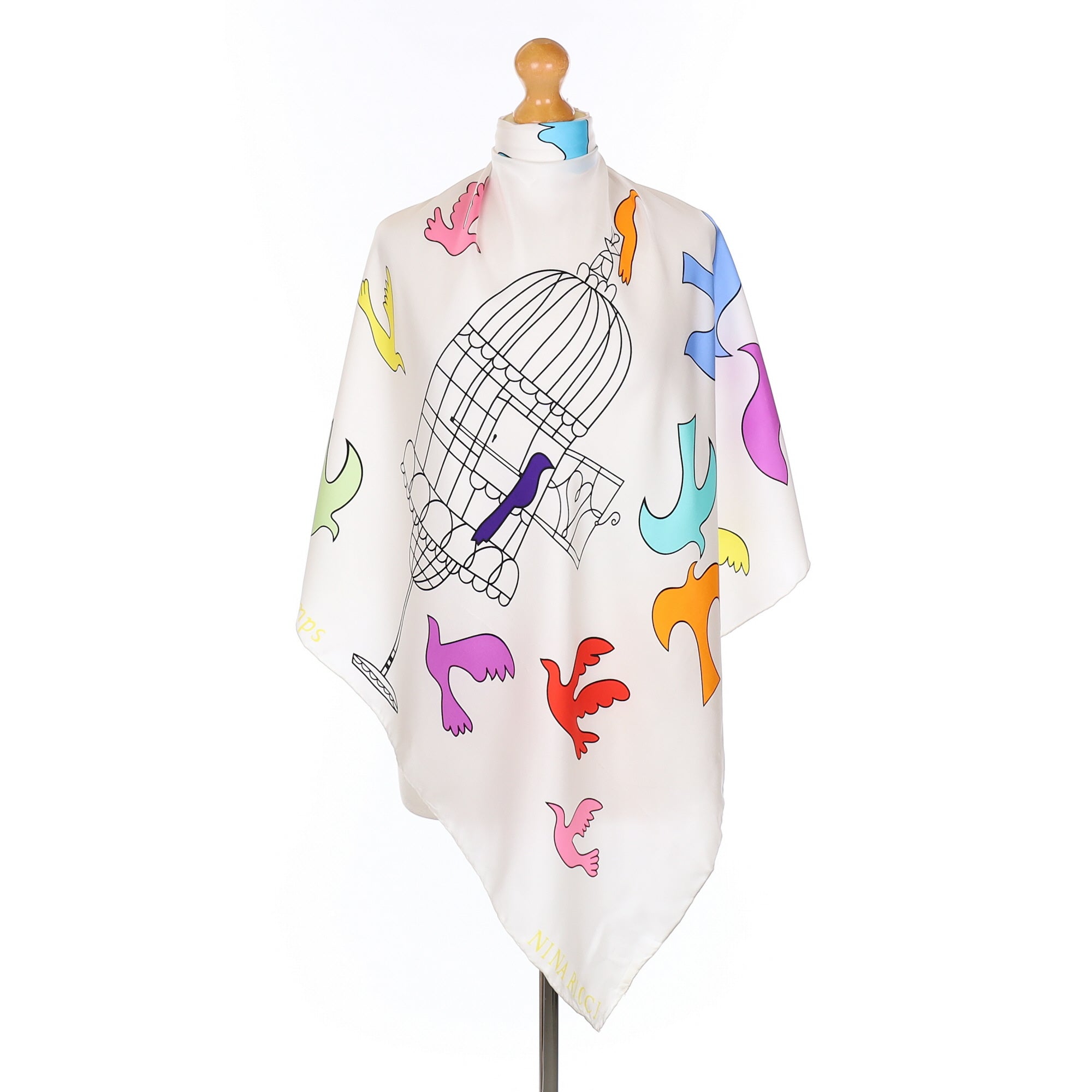 Nina Ricci Colourful Bird Cage Silk Scarf