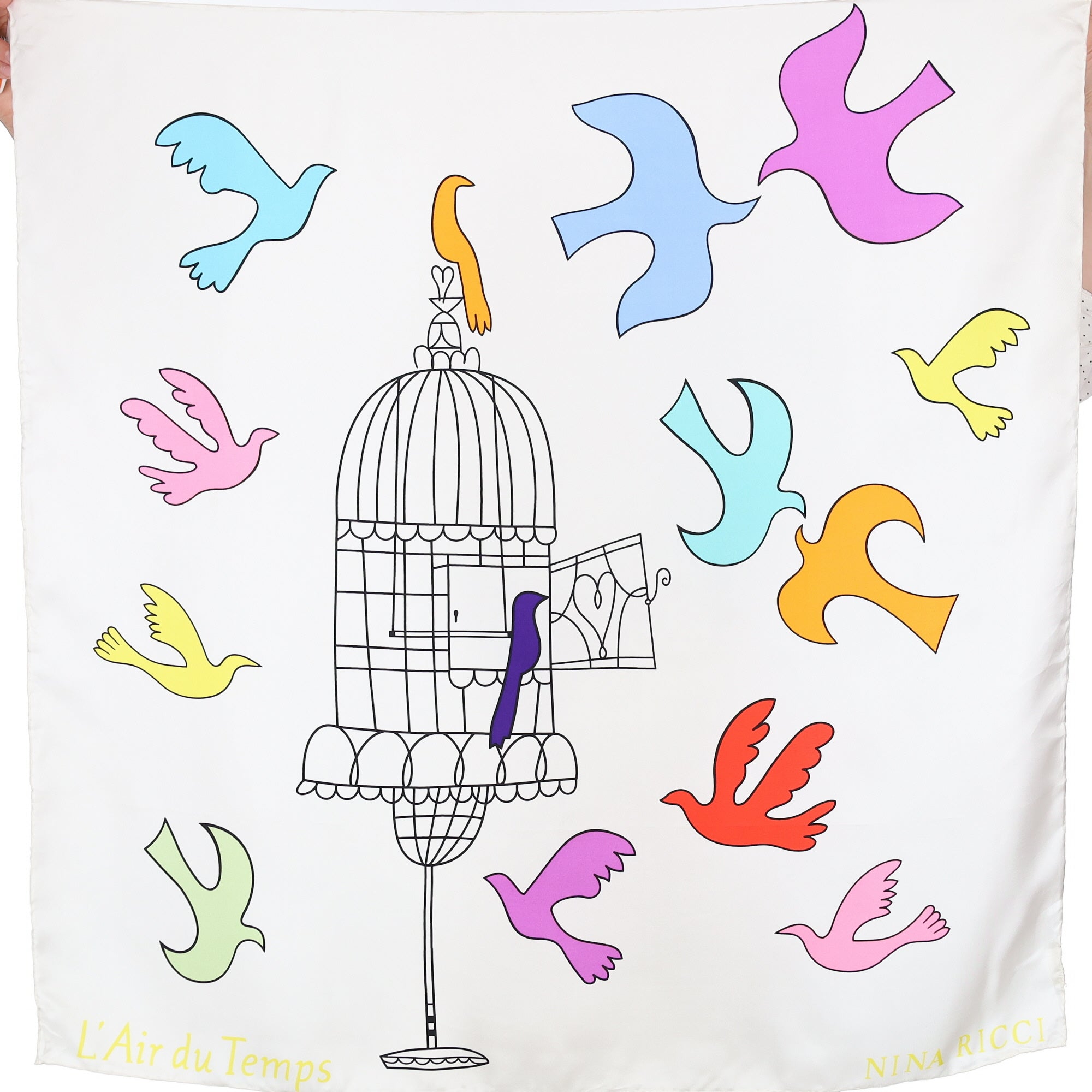 Nina Ricci Colourful Bird Cage Silk Scarf
