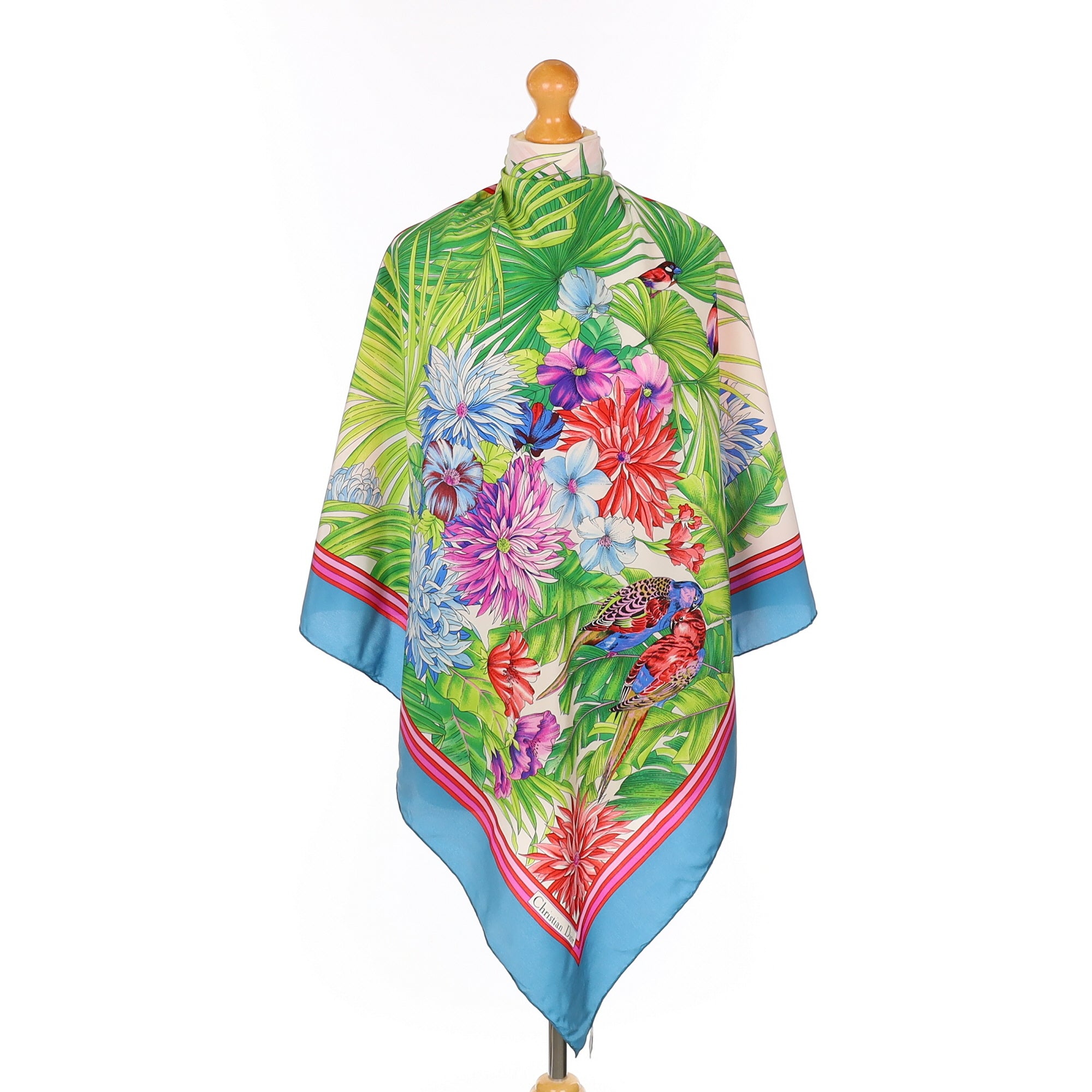 Christian Dior Green Botanical Silk Scarf