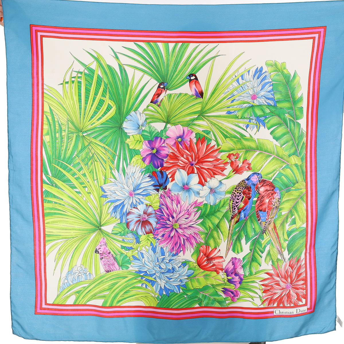 Christian Dior Green Botanical Silk Scarf