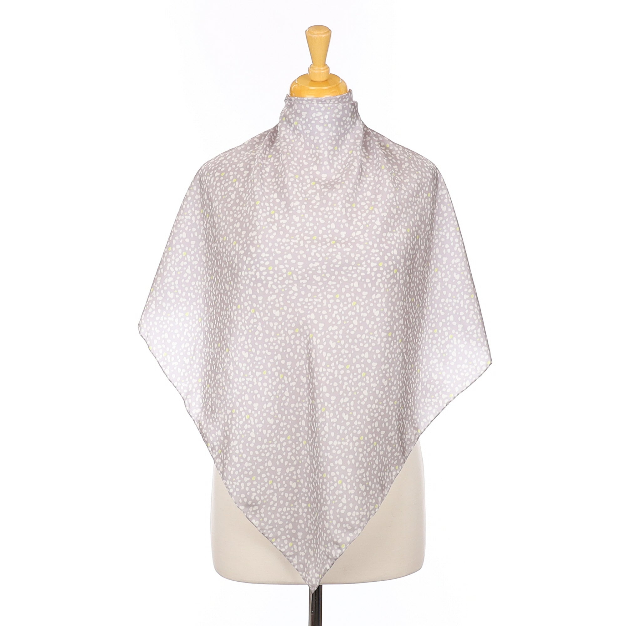 Brand New Pale Grey Patterned Silk Scarf