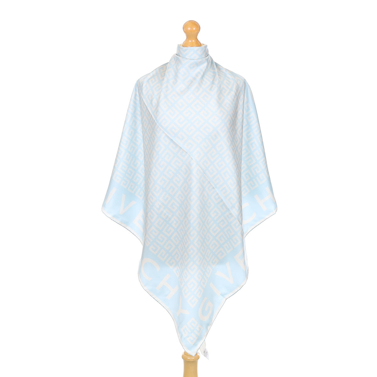 Brand New Givenchy Pale Blue Logo Silk Scarf