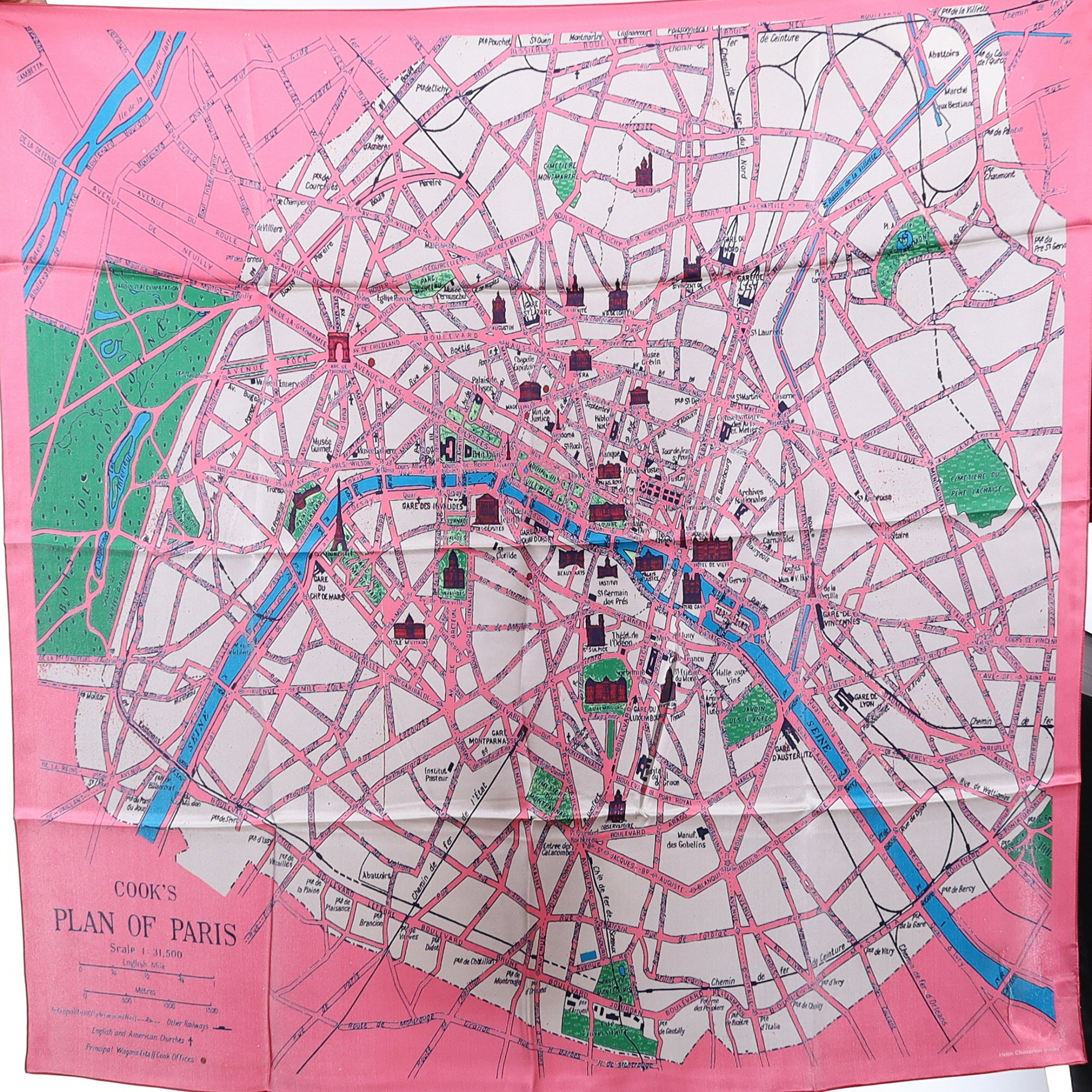 Brand New Paris Map Silk Scarf