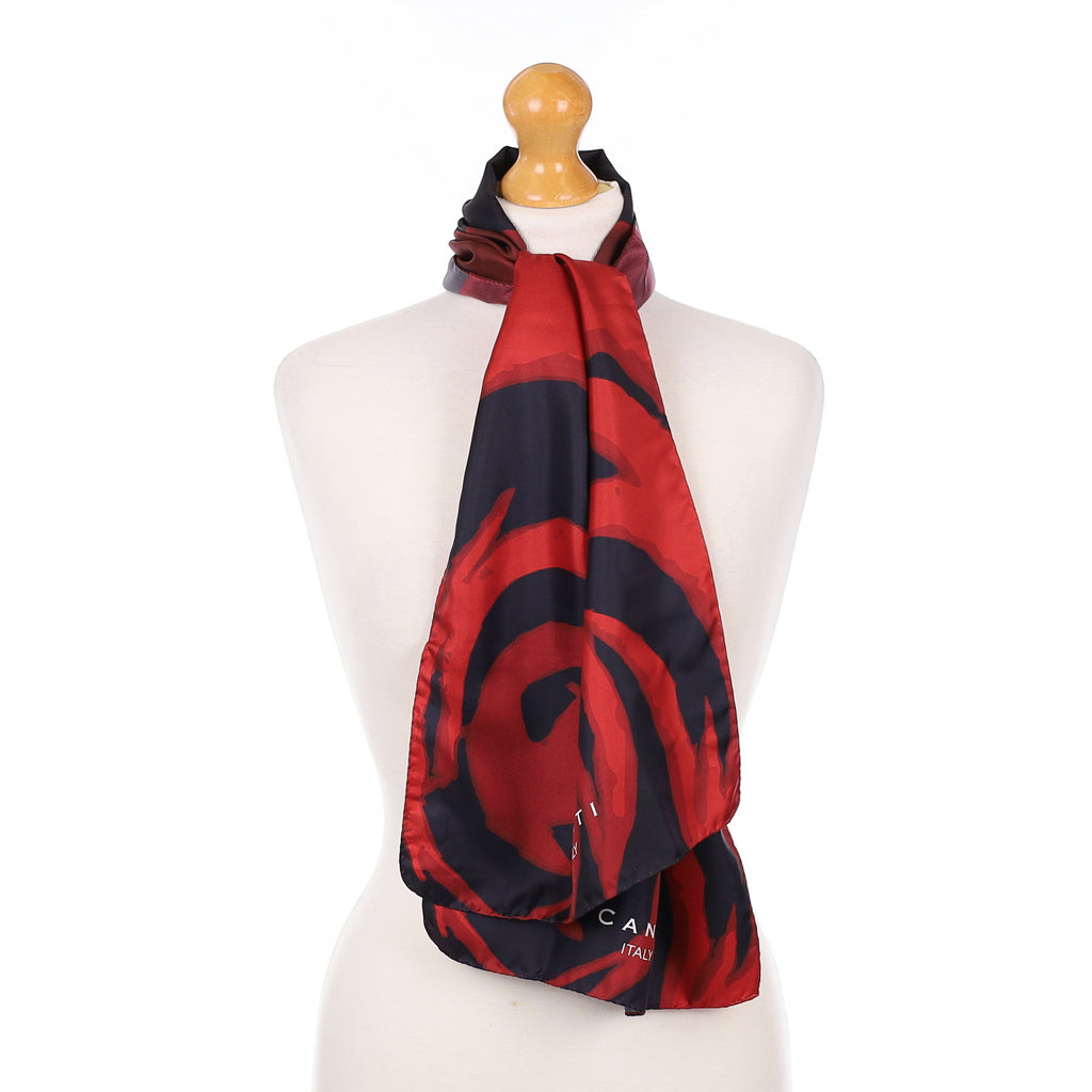 Brand New Red and Black Boxed Canti Silk Scarf