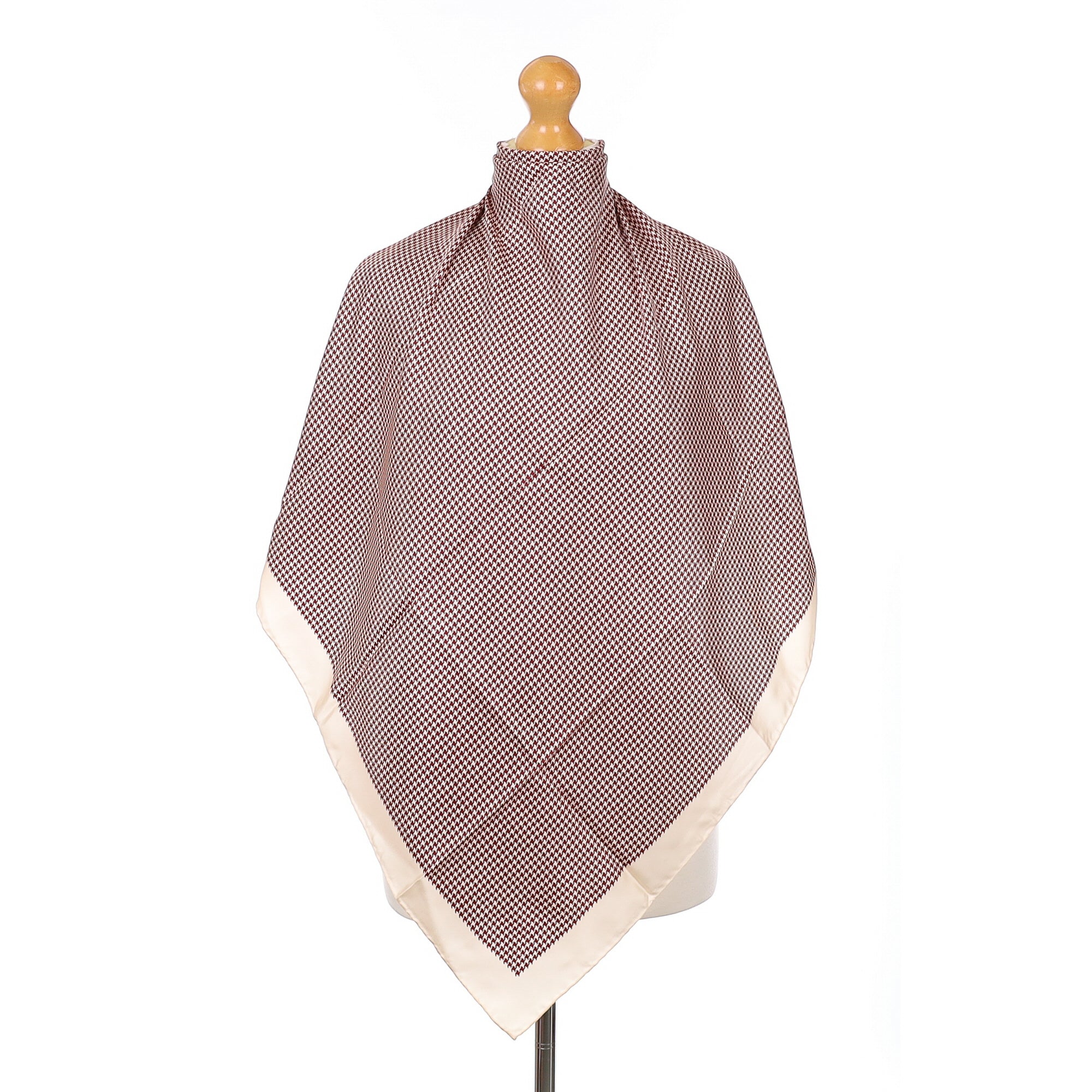 Red and Pink Dog tooth Pattern Silk Scarf