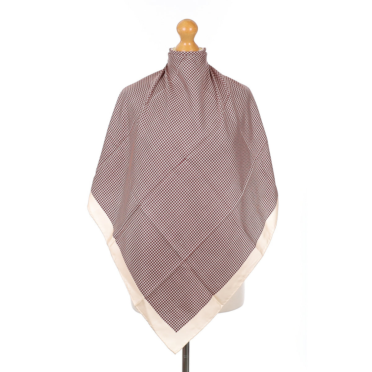 Red and Pink Dog tooth Pattern Silk Scarf
