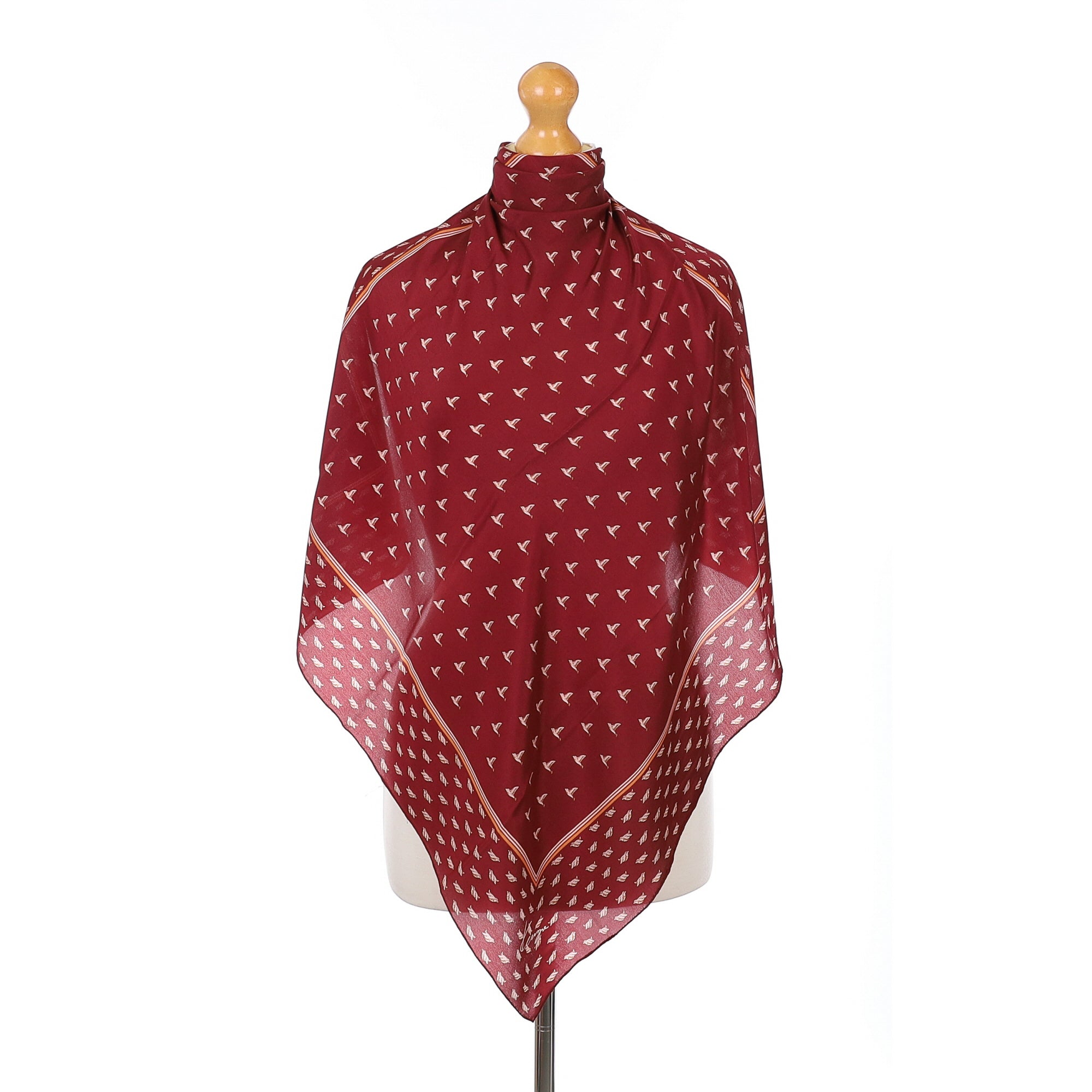 Kenzo Burgundy Patterned Vintage Silk Scarf