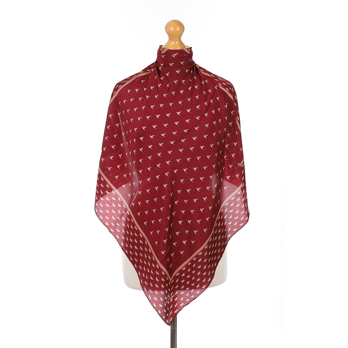 Kenzo Burgundy Patterned Vintage Silk Scarf