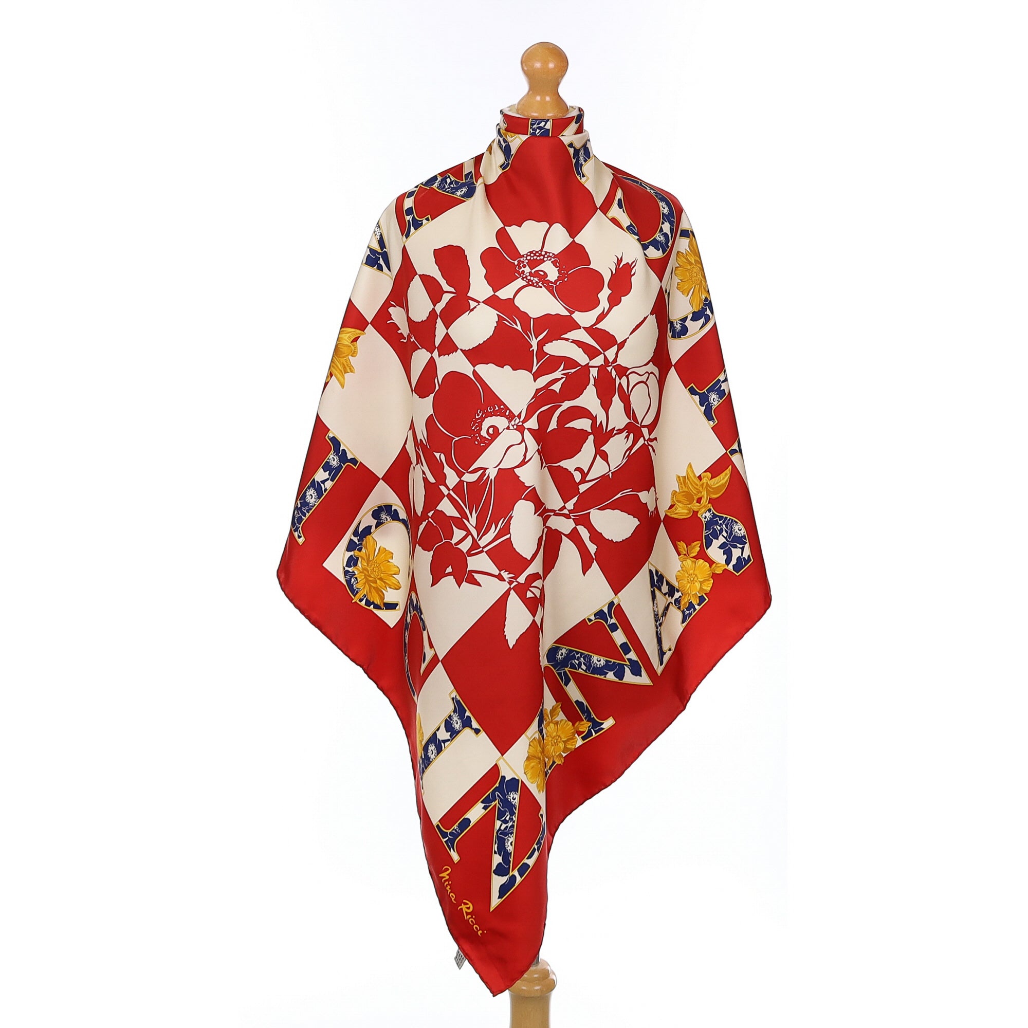 Nina Ricci Abstract Floral Branded Silk Scarf