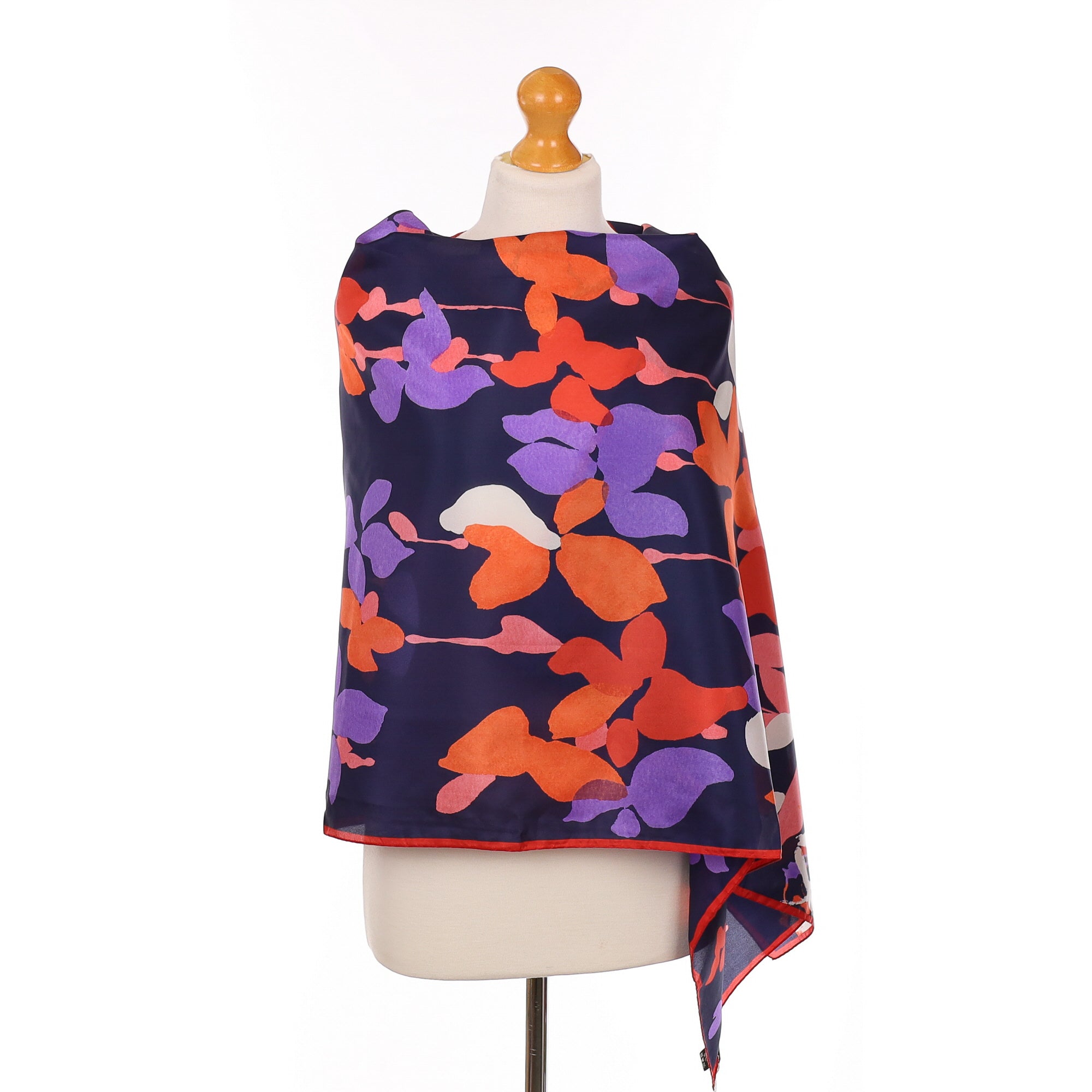 Ungaro Navy, Orange and Purple Wrap Style Silk Scarf