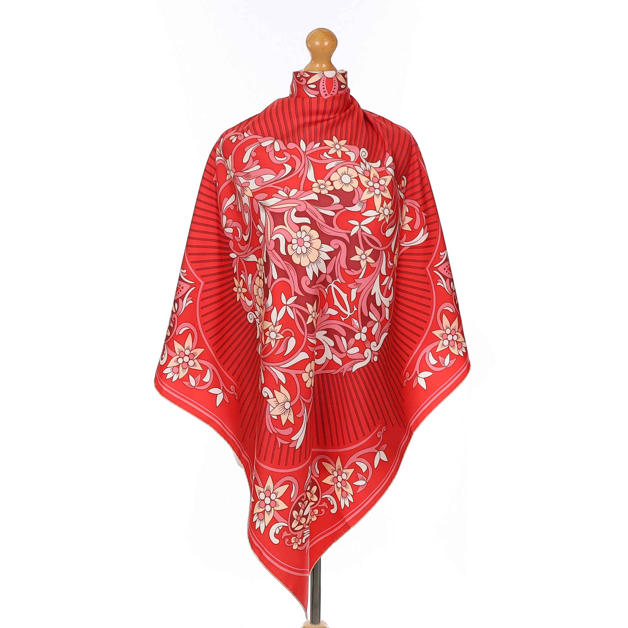 Cartier Abstract Floral Leopard Face Silk Scarf
