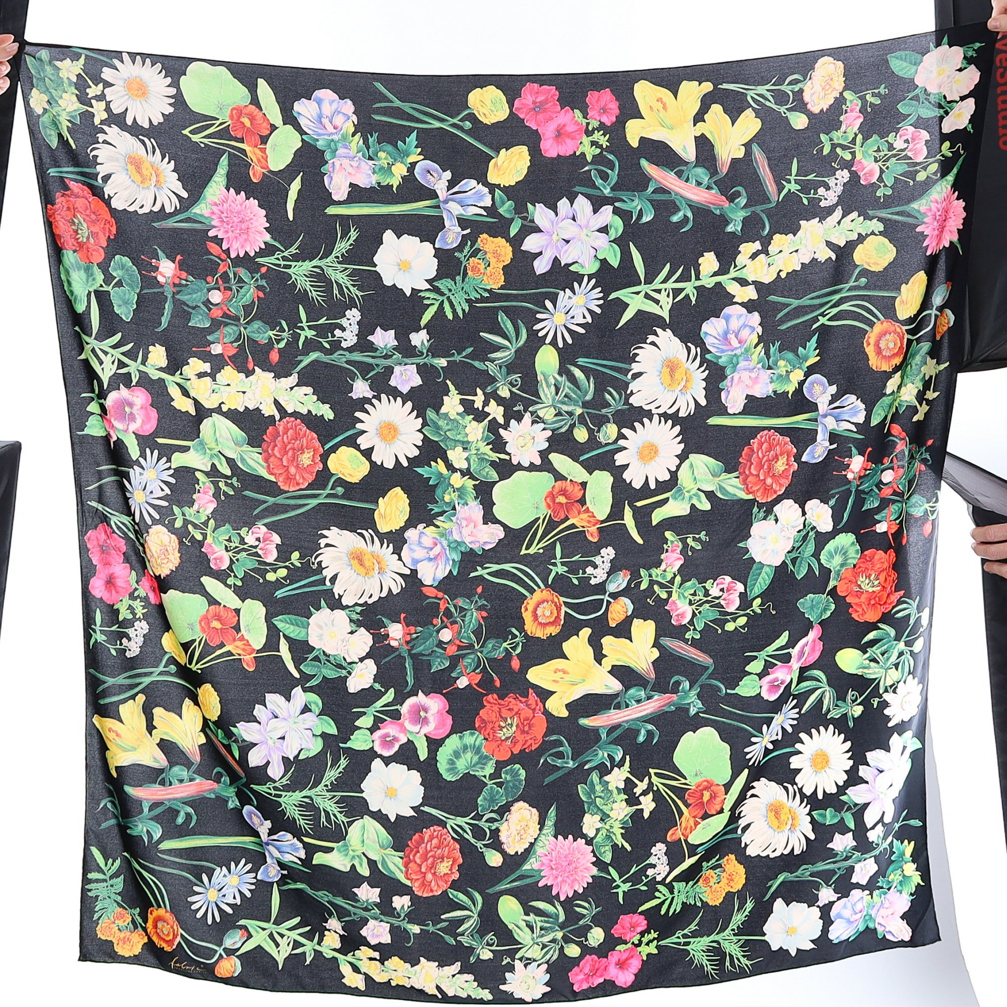 Multicoloured Floral Large Silk Scarf