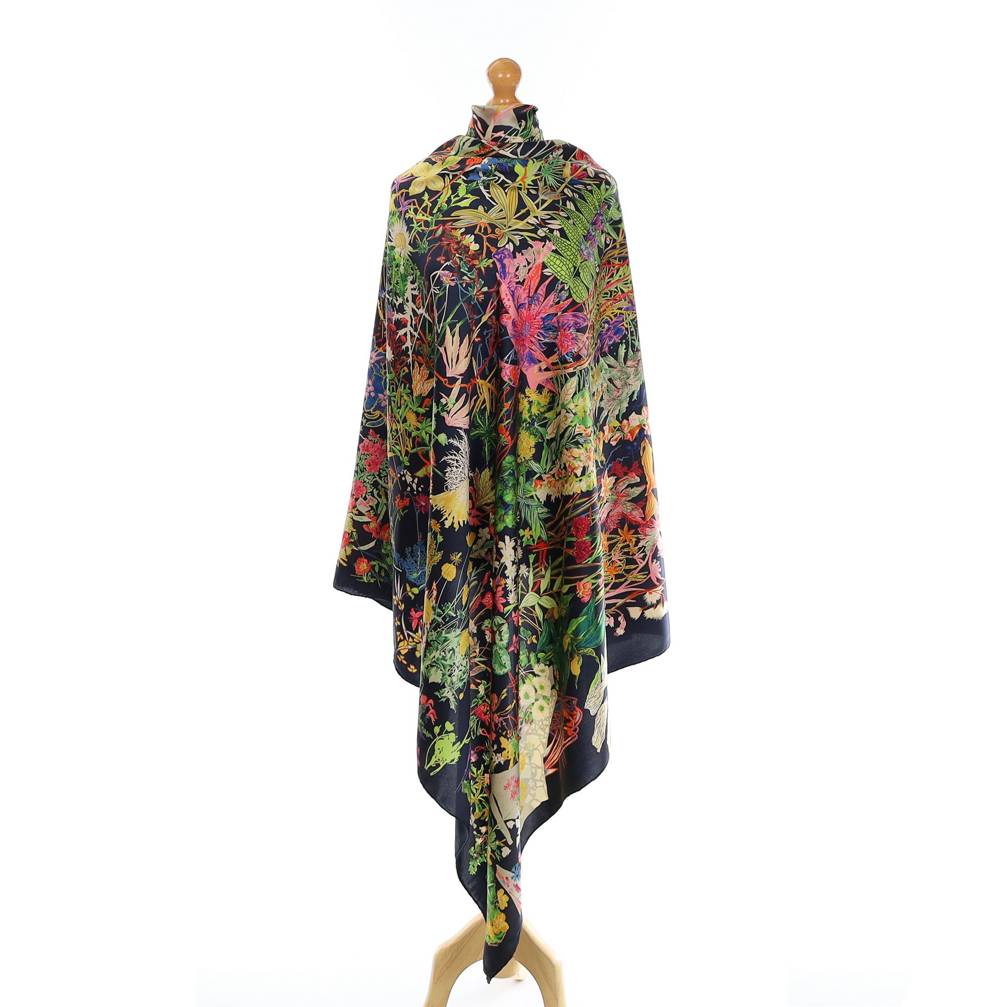 Hermann Stock Large Multicoloured Floral Silk Scarf
