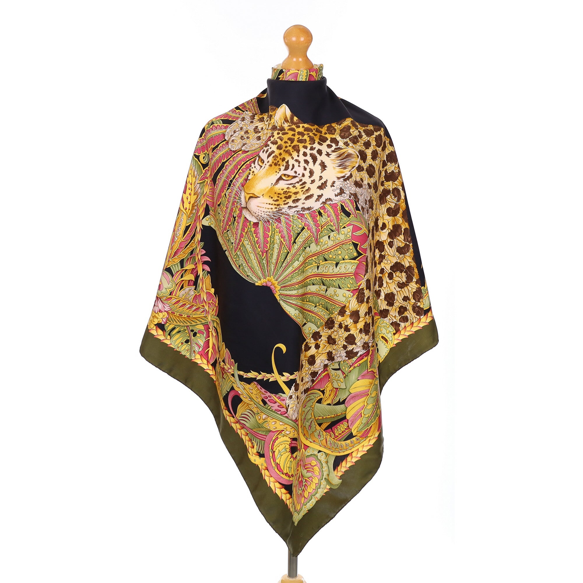 Salvatore Ferragamo Jungle Leopard Vintage Silk Scarf