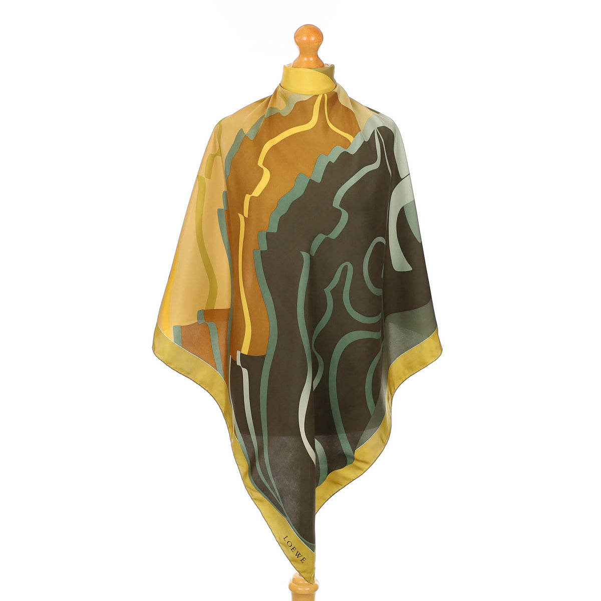 Loewe Green Abstract Silk Scarf