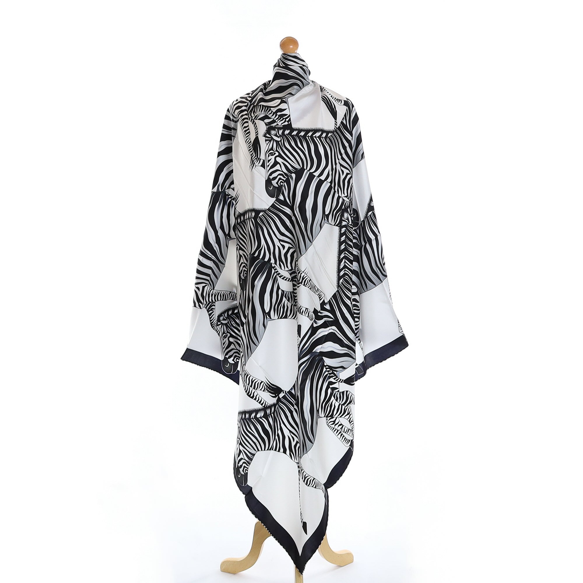 Brand New Bellezza Black & Purple Zebra Double Faced Silk Scarf Extra Large