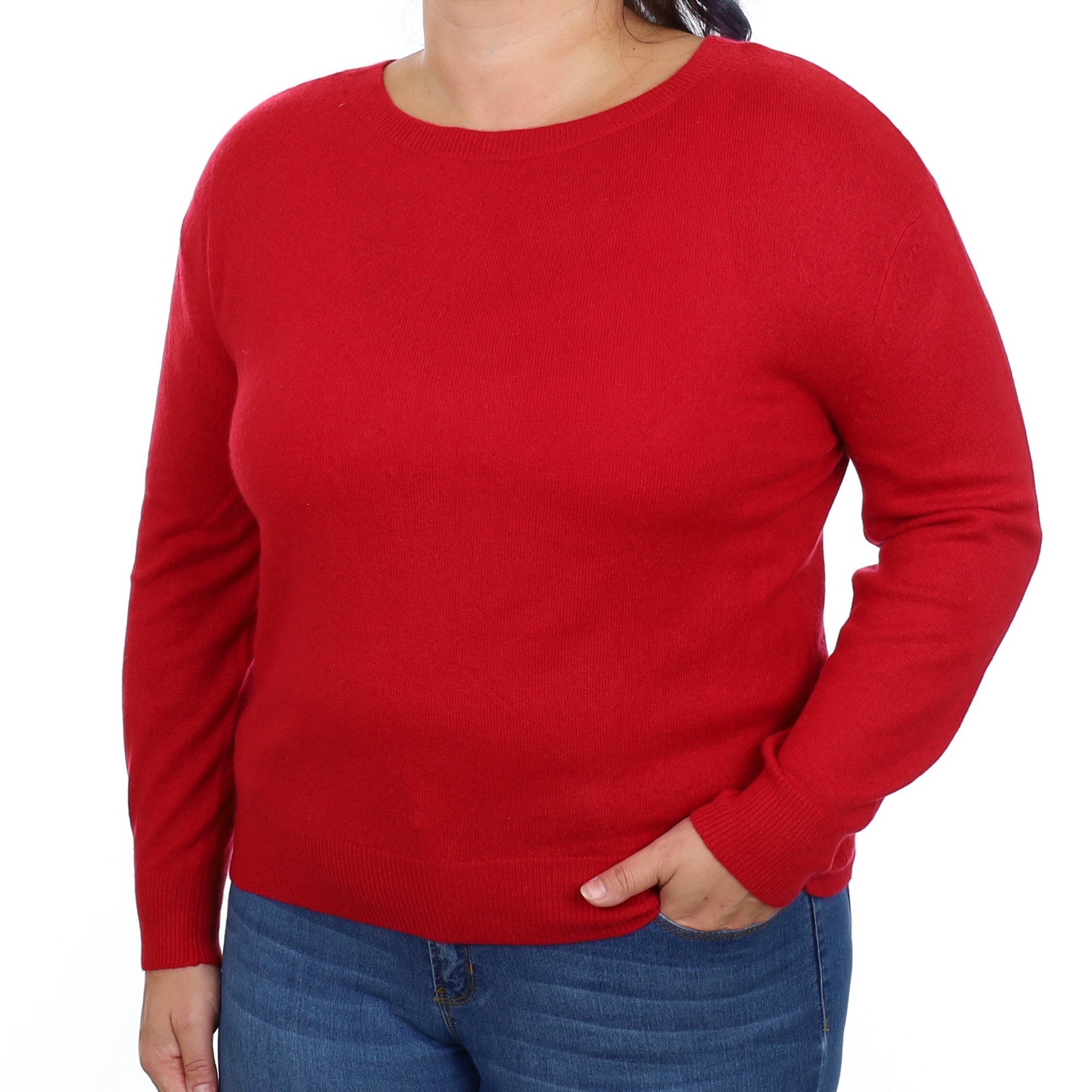 Post Box Red Cashmere Slash Neck Jumper Large