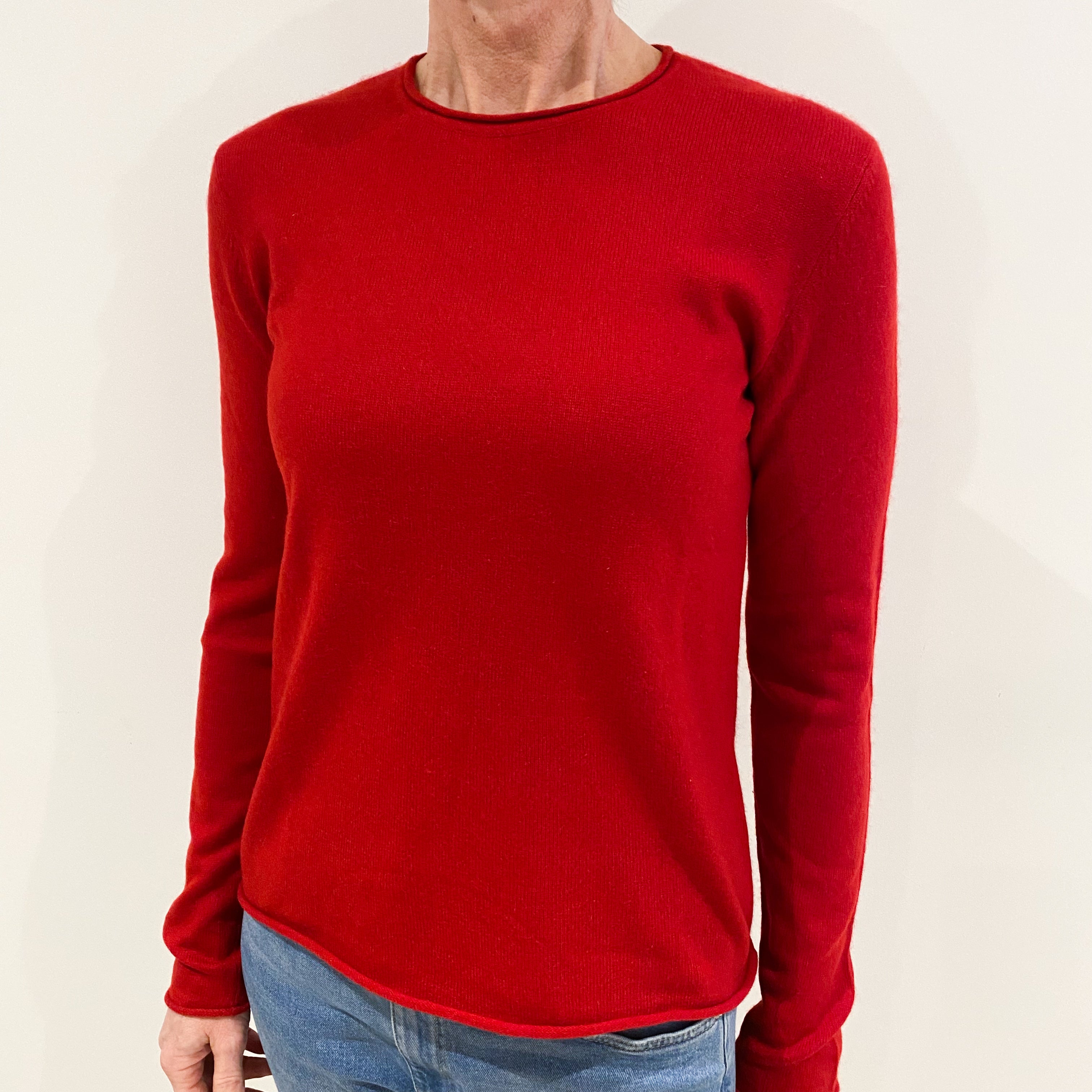 Post Box Red Cashmere Crew Neck Jumper Small