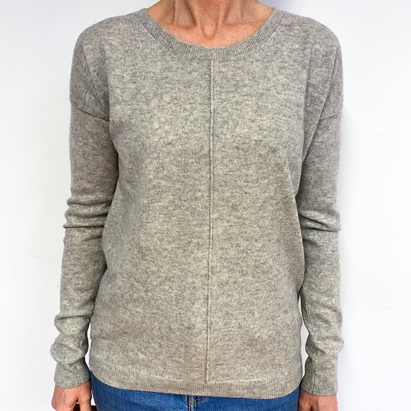 Silver Grey Cashmere Crew Neck Jumper Medium