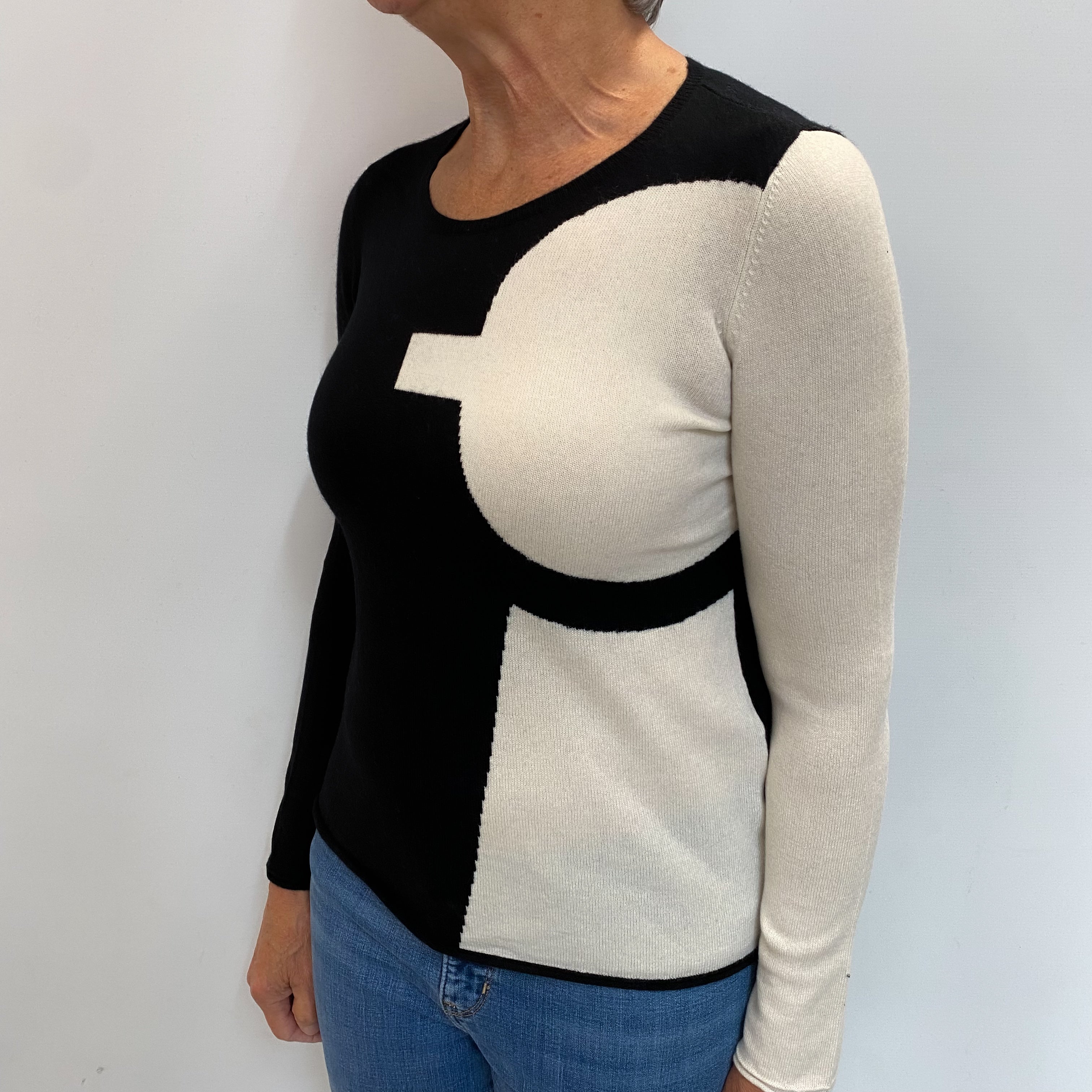 Black Cashmere Crew Neck Jumper Medium